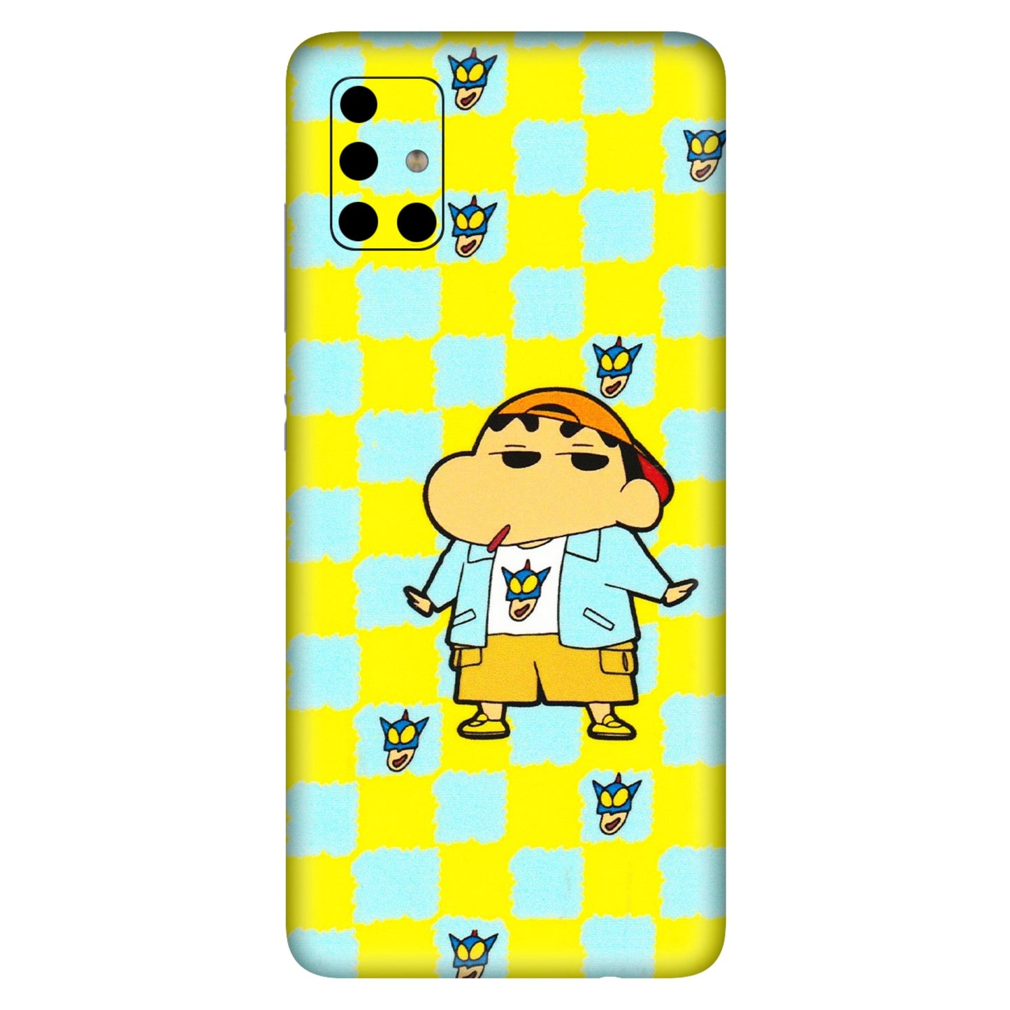Samsung A/S Series Phone Skins (All Models) - Yellow Blue Shinchan Cute - 3D Embossed Finish (L-221) Samsung Galaxy A51