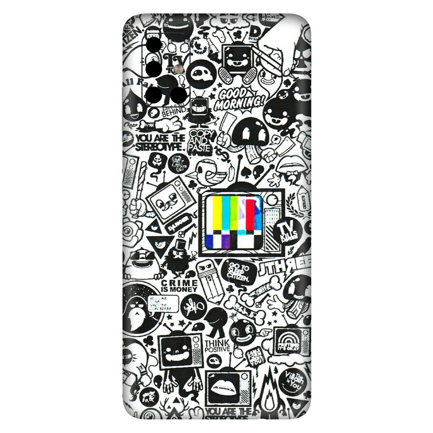 Samsung A/S Series Phone Skins (All Models) - Doodles Positive Art - 3D Embossed Finish (L-263) Samsung Galaxy A51