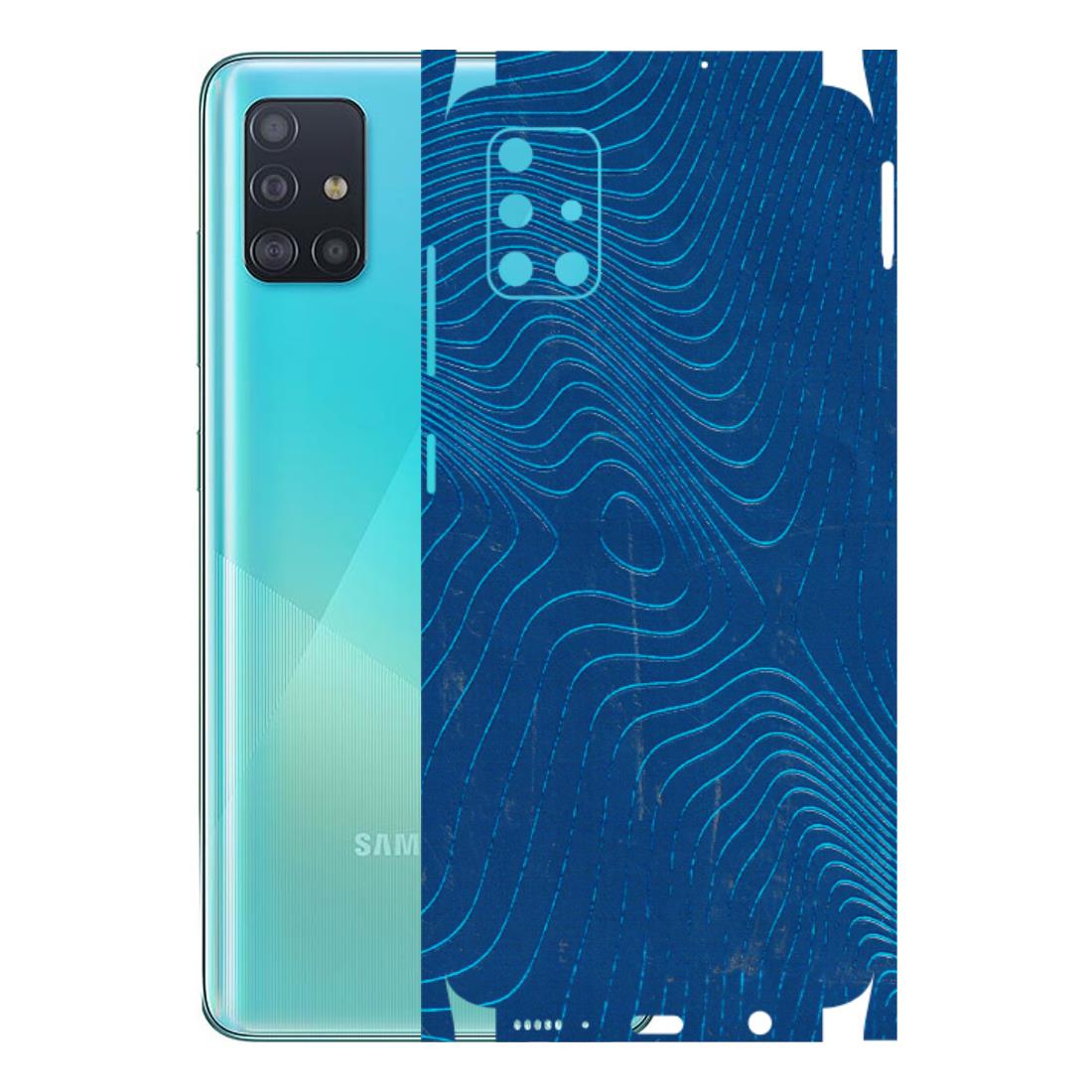 Samsung A/S Series Phone Skins (All Models) - Abstract Blue Line Map - 3D Embossed Finish (L-272) Samsung Galaxy A51