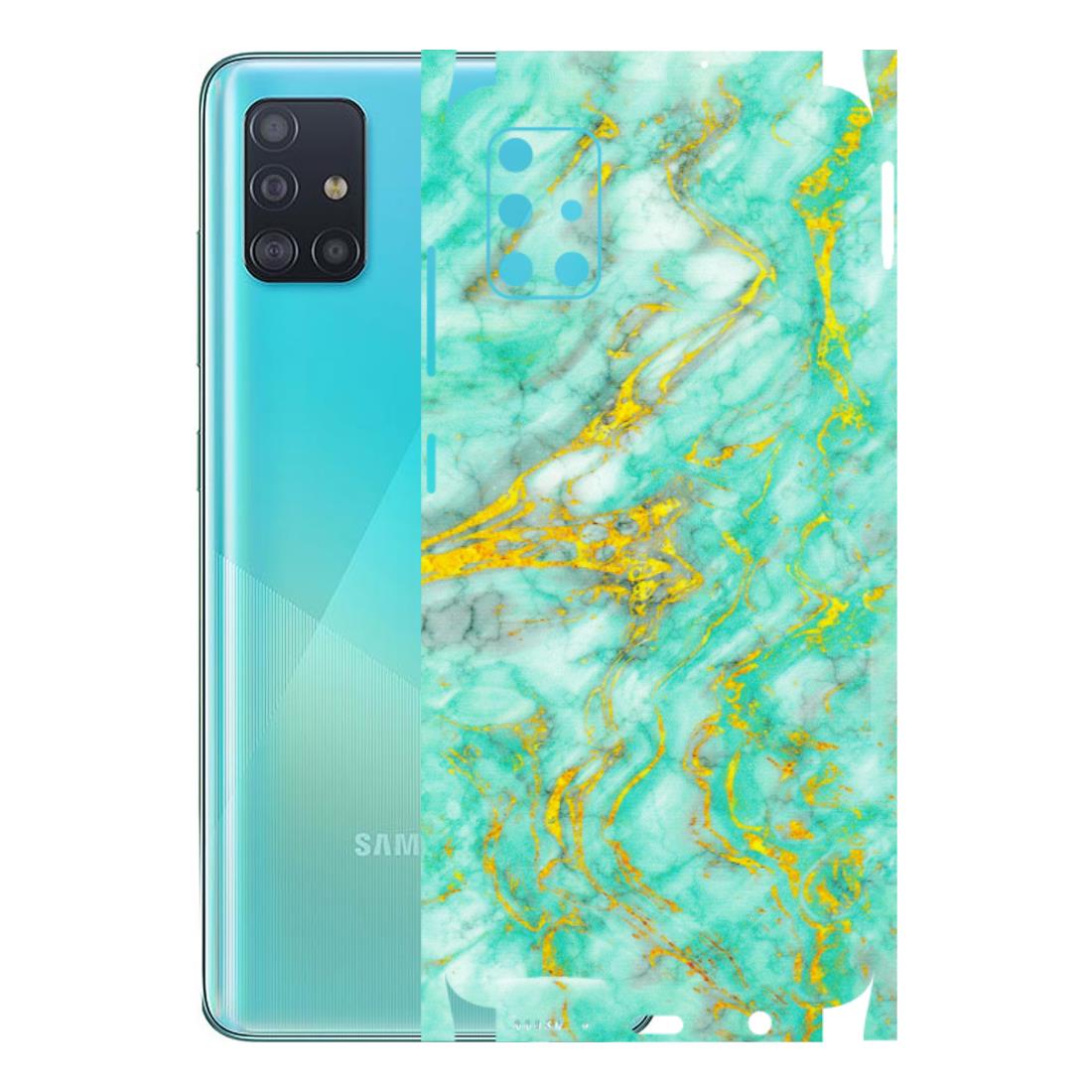 Samsung A/S Series Phone Skins (All Models) - Green And Gold Marble Feel - Matte Finish (M-16) Samsung Galaxy A51