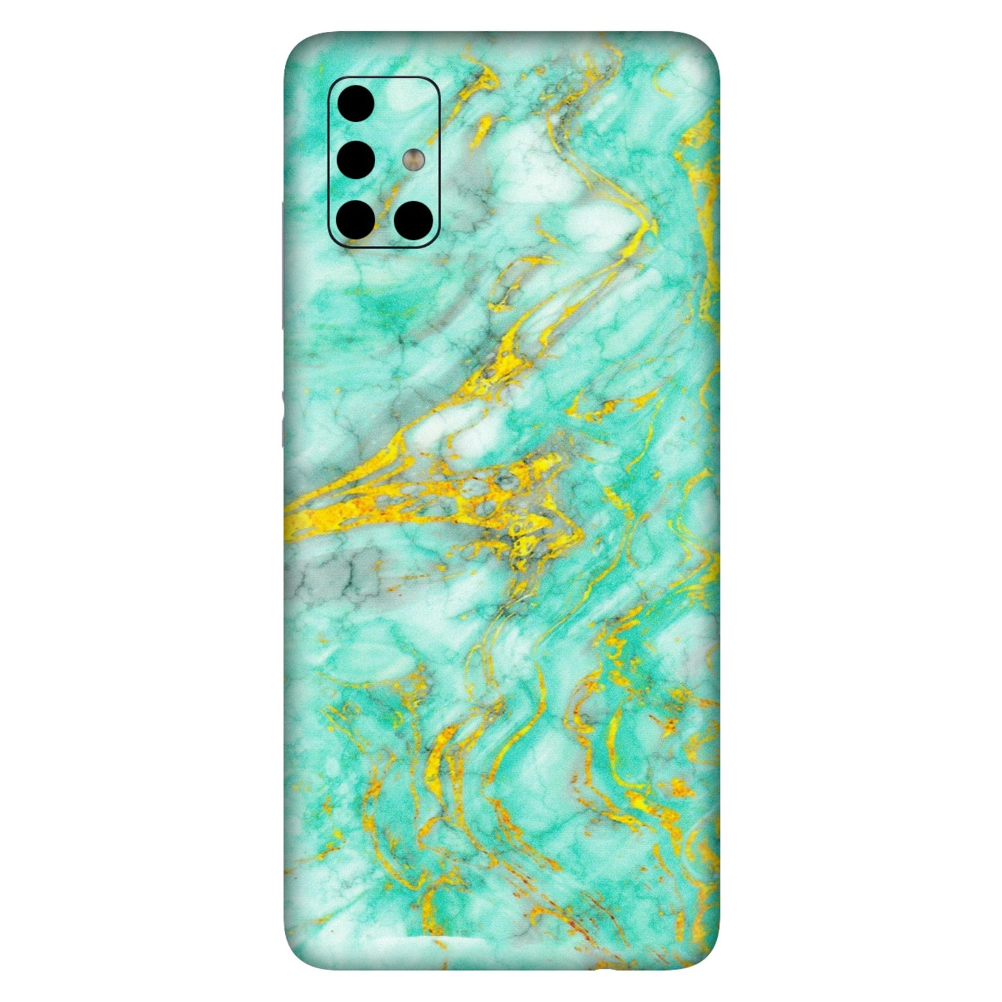 Samsung A/S Series Phone Skins (All Models) - Green And Gold Marble Feel - Matte Finish (M-16) Samsung Galaxy A51