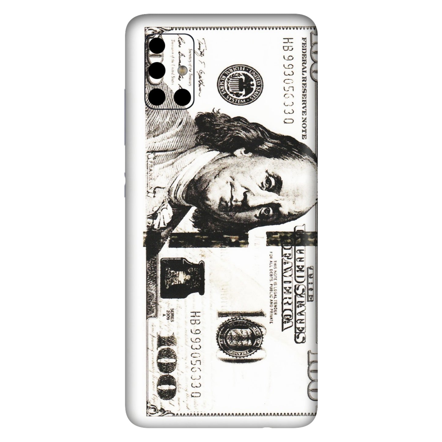 Samsung A/S Series Phone Skins (All Models) - 100 Dollar Currency - Transparent Finish (T-01) Samsung Galaxy A51