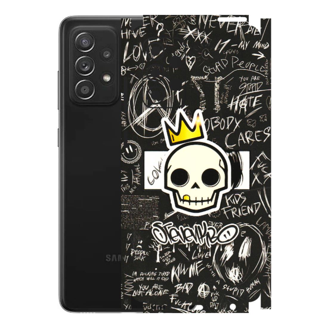 Samsung A/S Series Phone Skins (All Models) - Funny Skull Black Chalk Grafitti - 3D Embossed Finish (L-22) Samsung Galaxy A52s (5G)