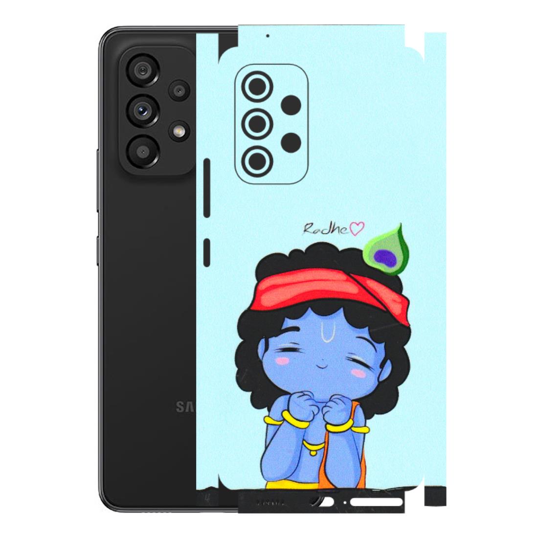 Samsung M/F/Note/Flip and C Phone Skins (All Models) - Radhe Radhe Cute Toon - 3D Embossed Finish (L-05) Samsung Galaxy A53 (5G)