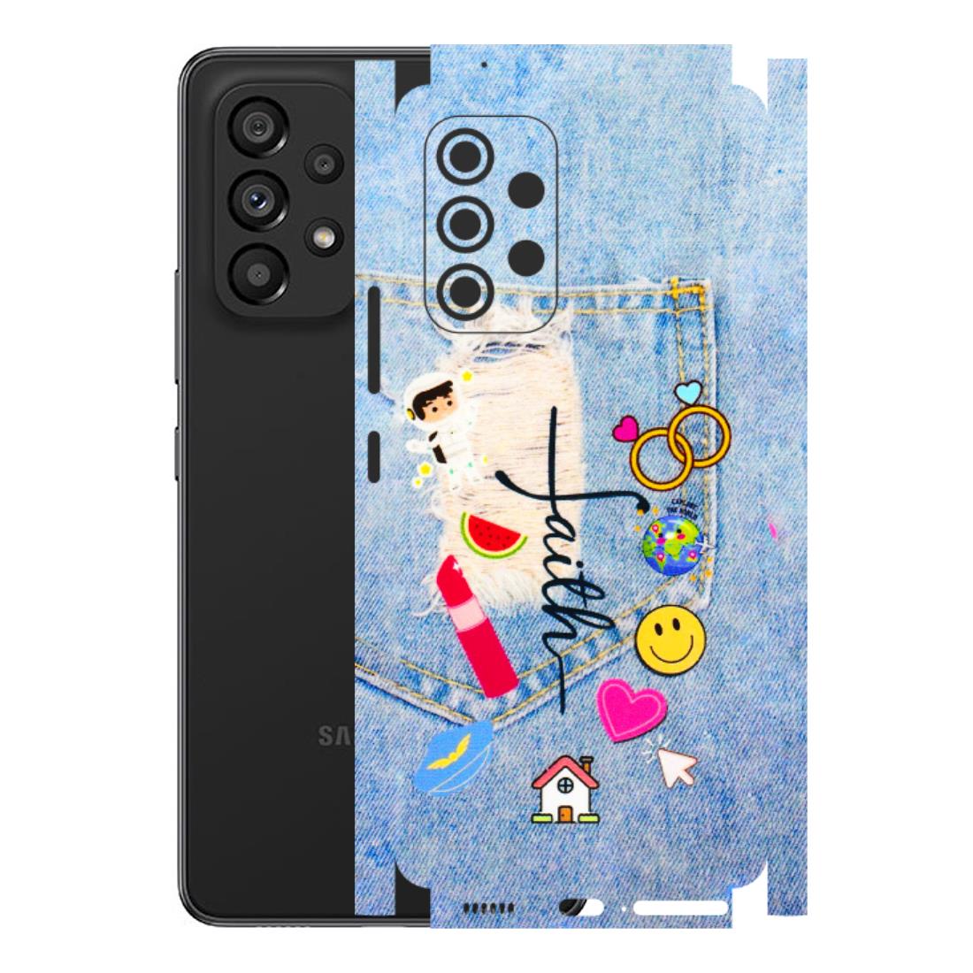 Samsung M/F/Note/Flip and C Phone Skins (All Models) - Denim Jeans Pocket - 3D Embossed Finish (L-134) Samsung Galaxy A53 (5G)