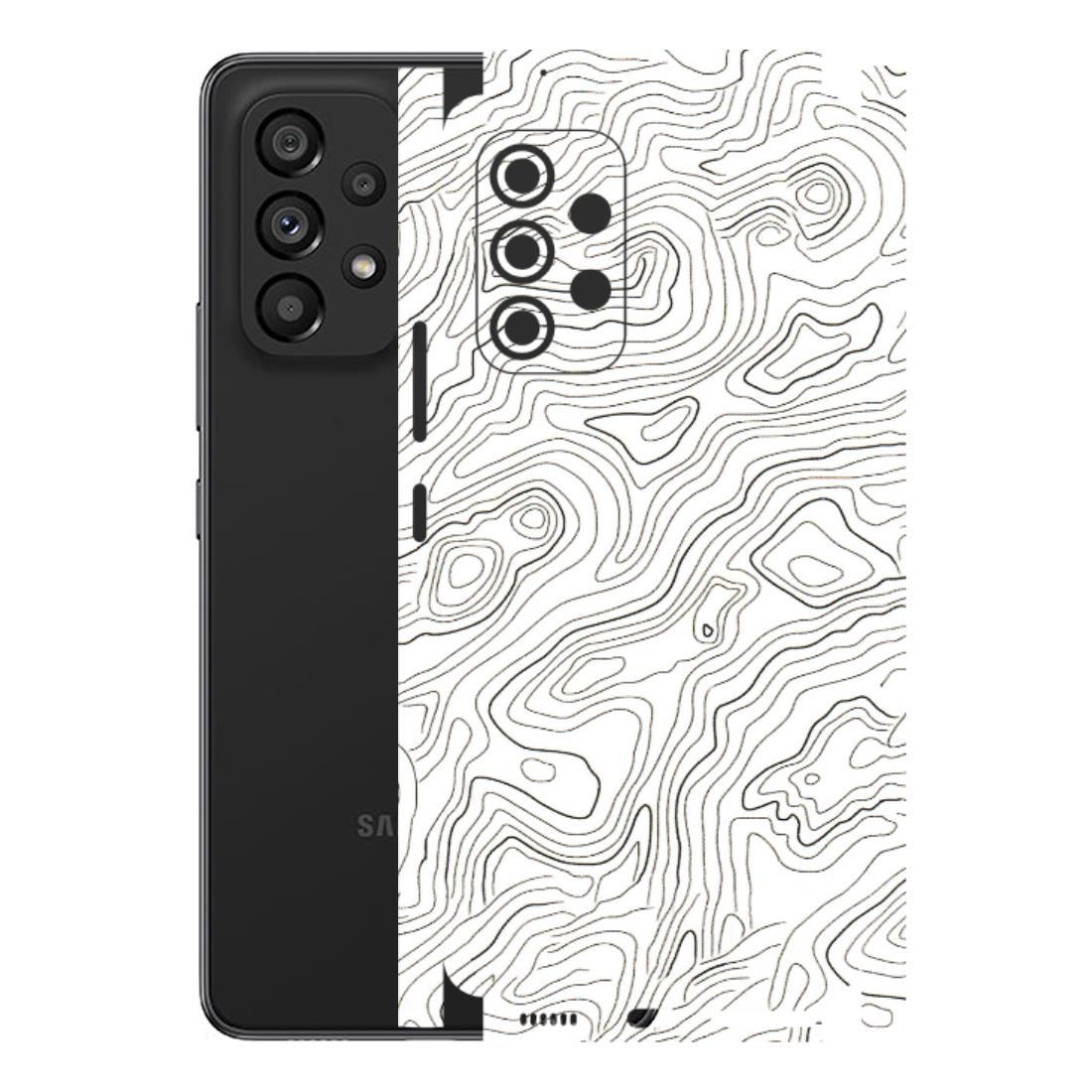 Samsung M/F/Note/Flip and C Phone Skins (All Models) - White Black Swirls - 3D Embossed Finish (L-219) Samsung Galaxy A53 (5G)