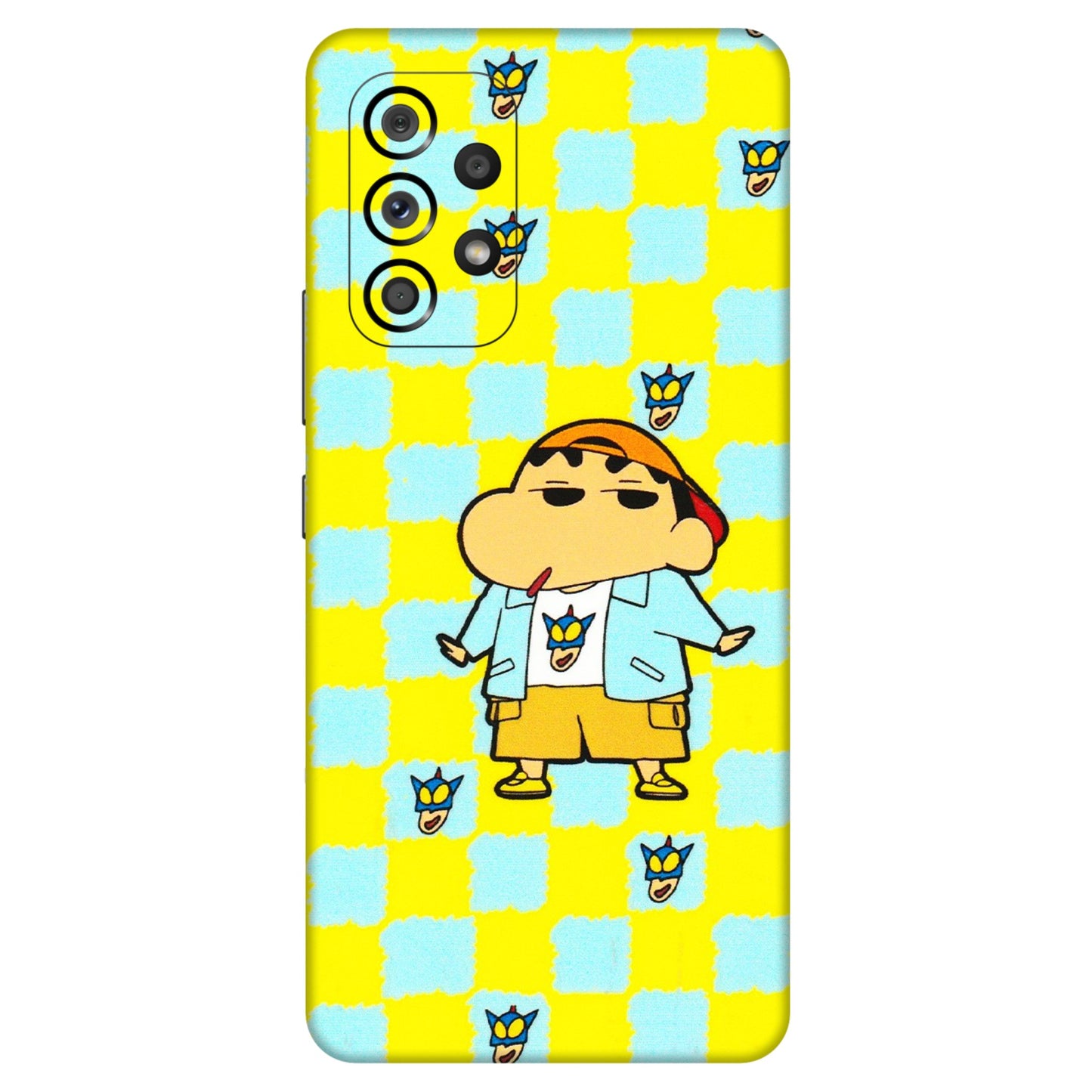Samsung M/F/Note/Flip and C Phone Skins (All Models) - Yellow Blue Shinchan Cute - 3D Embossed Finish (L-221) Samsung Galaxy A53 (5G)