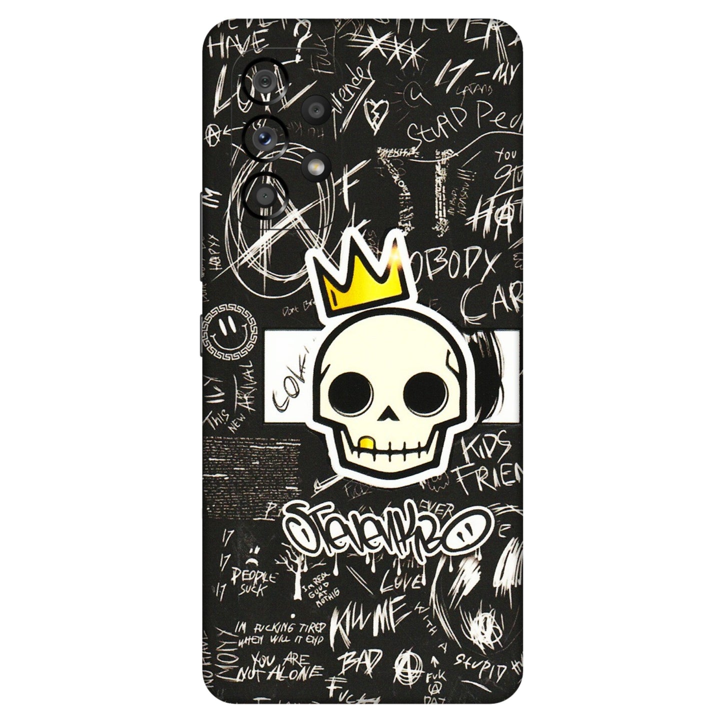 Samsung M/F/Note/Flip and C Phone Skins (All Models) - Funny Skull Black Chalk Grafitti - 3D Embossed Finish (L-22) Samsung Galaxy A53 (5G)