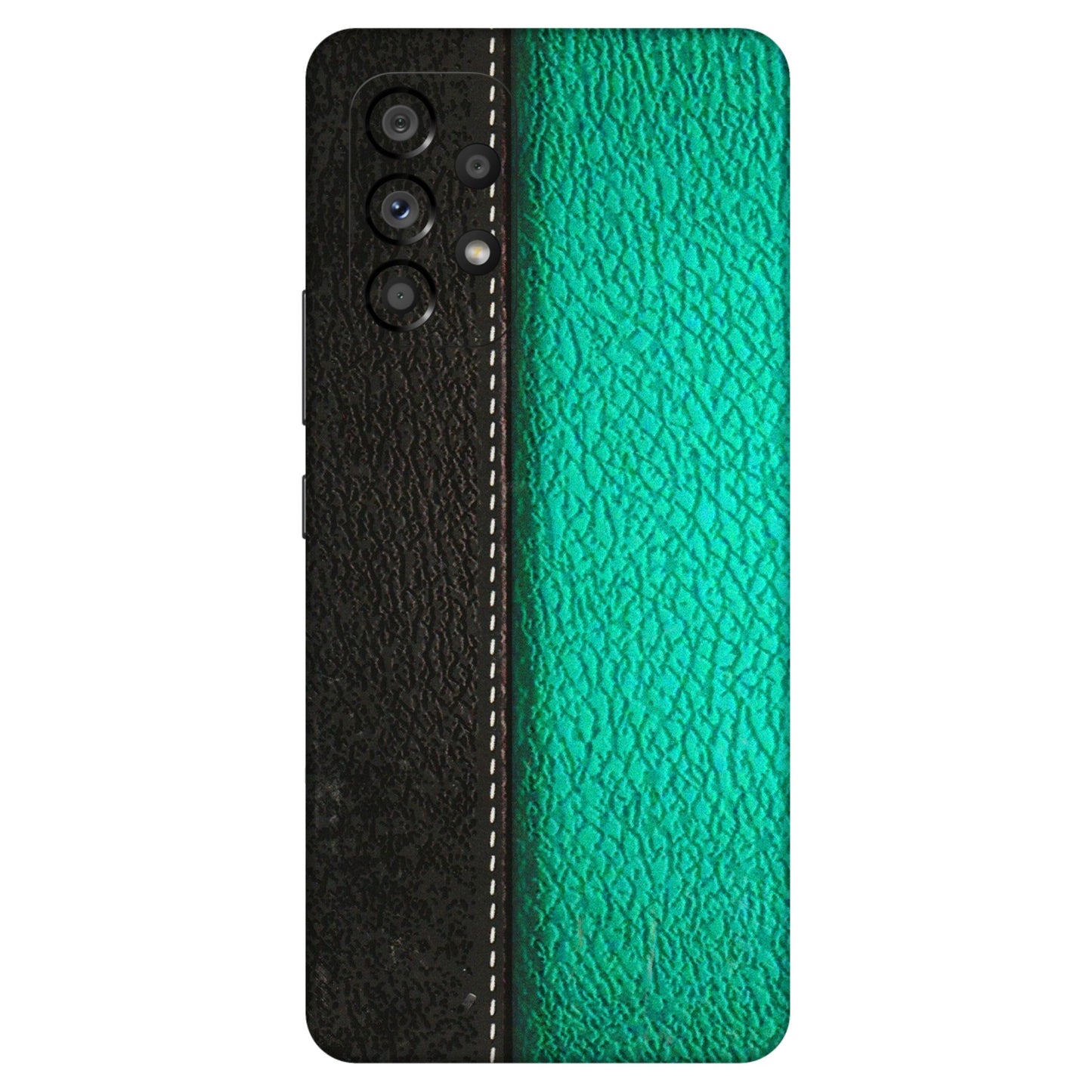 Samsung M/F/Note/Flip and C Phone Skins (All Models) - Black Green Dual Leather Stich - 3D Embossed Finish (L-233) Samsung Galaxy A53 (5G)