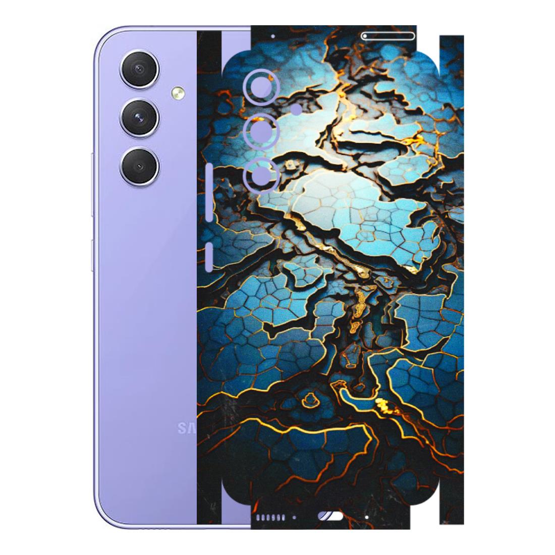 Samsung A/S Series Phone Skins (All Models) - Blue Gold Abstract - 3D Embossed Finish (L-11) Samsung Galaxy A54 (5G)