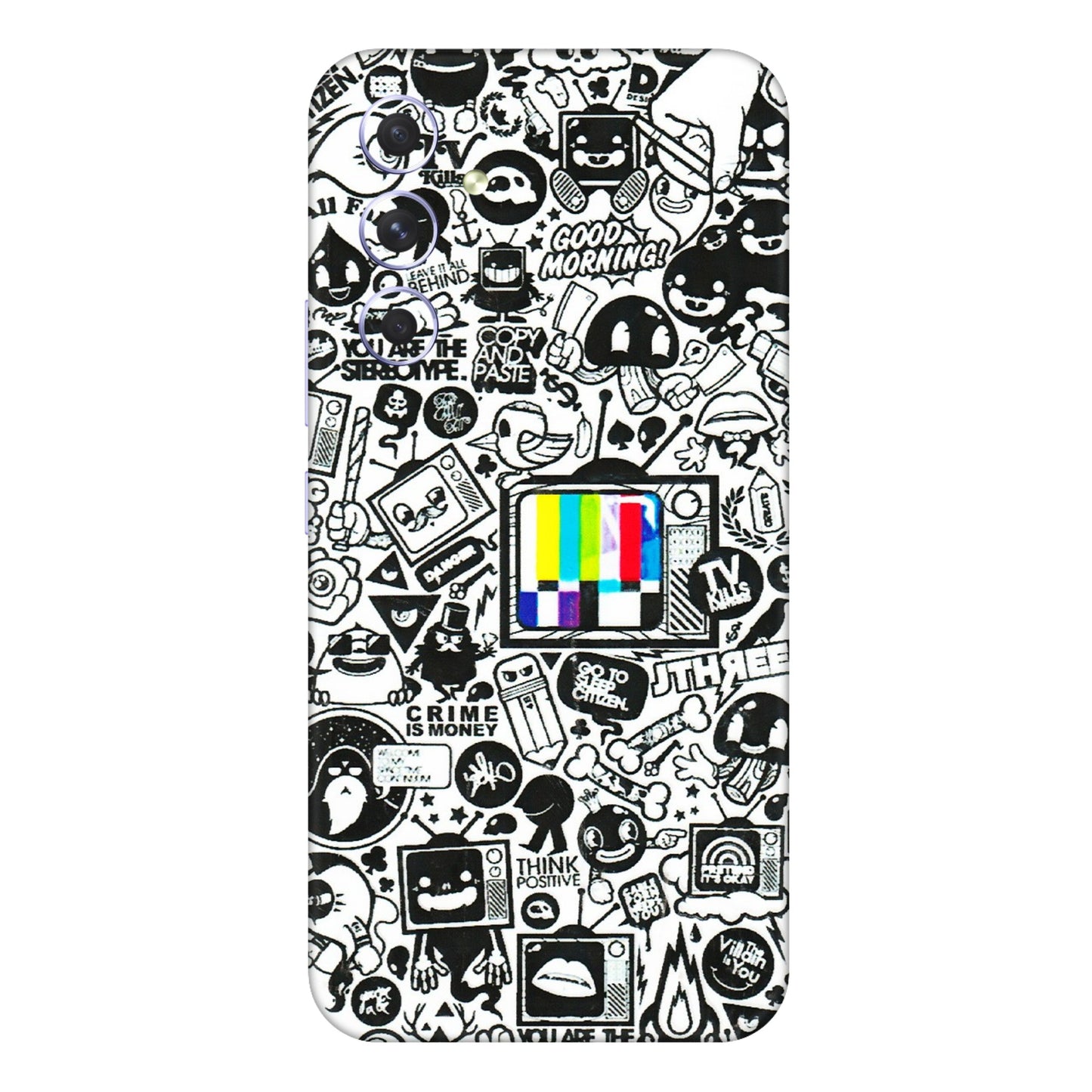Samsung A/S Series Phone Skins (All Models) - Doodles Positive Art - 3D Embossed Finish (L-263) Samsung Galaxy A54 (5G)