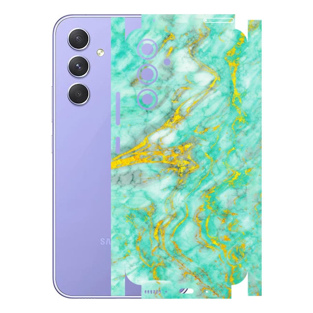 Samsung A/S Series Phone Skins (All Models) - Green And Gold Marble Feel - Matte Finish (M-16) Samsung Galaxy A54 (5G)