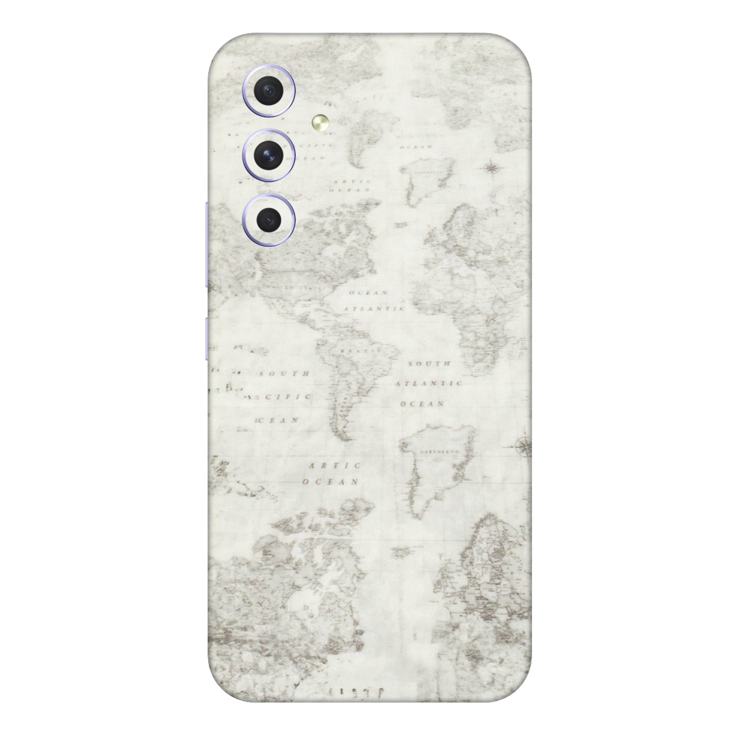 Samsung A/S Series Phone Skins (All Models) - World Travel Map - Transparent Finish (T-04) Samsung Galaxy A54 (5G)