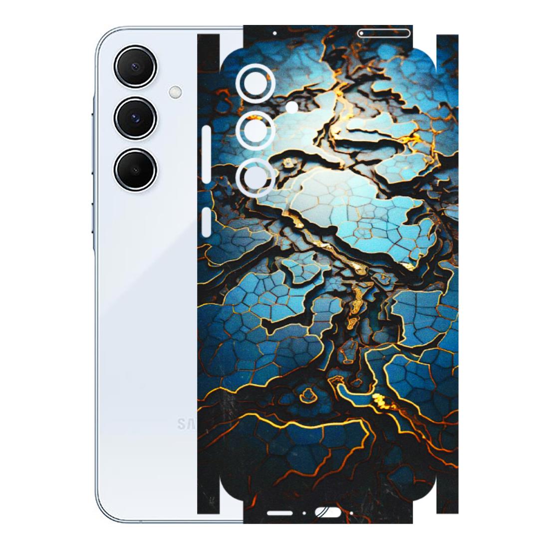 Samsung A/S Series Phone Skins (All Models) - Blue Gold Abstract - 3D Embossed Finish (L-11) Samsung Galaxy A55 (5G)