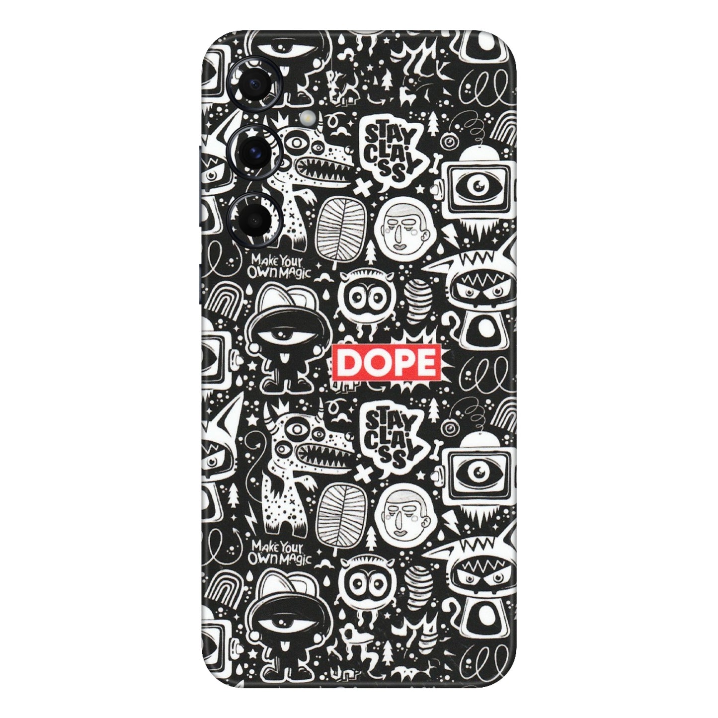 Samsung A/S Series Phone Skins (All Models) - Dope Stay Classy Black Doodles - Matte Finish (M-126) Samsung Galaxy A55 (5G)