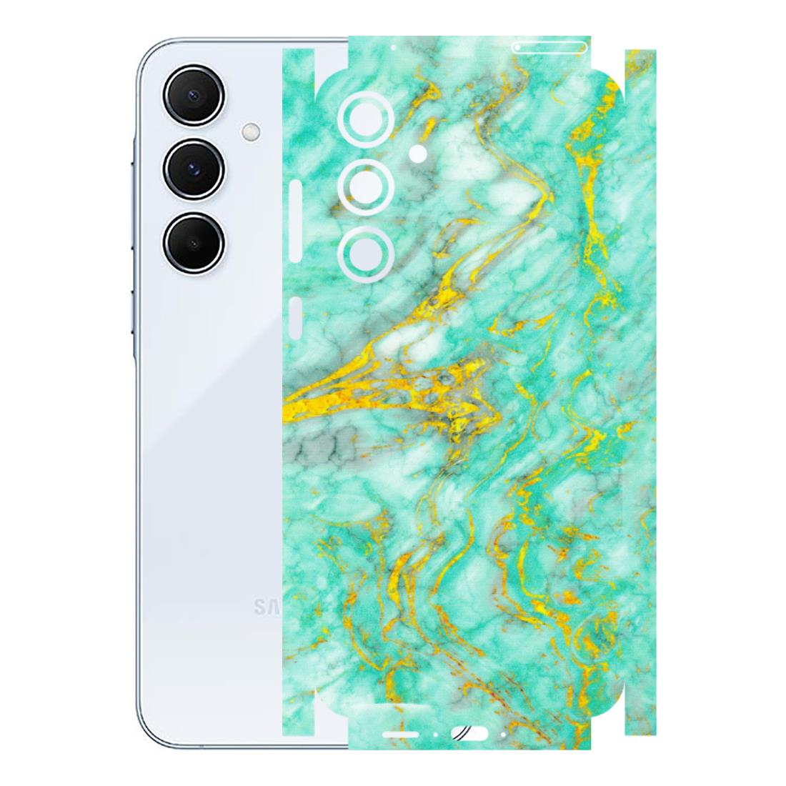 Samsung A/S Series Phone Skins (All Models) - Green And Gold Marble Feel - Matte Finish (M-16) Samsung Galaxy A55 (5G)