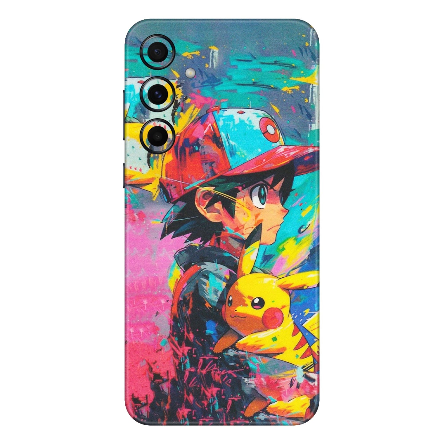 Samsung A/S Series Phone Skins (All Models) - Ash & Pikachu - Matte Finish (M-26) Samsung Galaxy A55 (5G)
