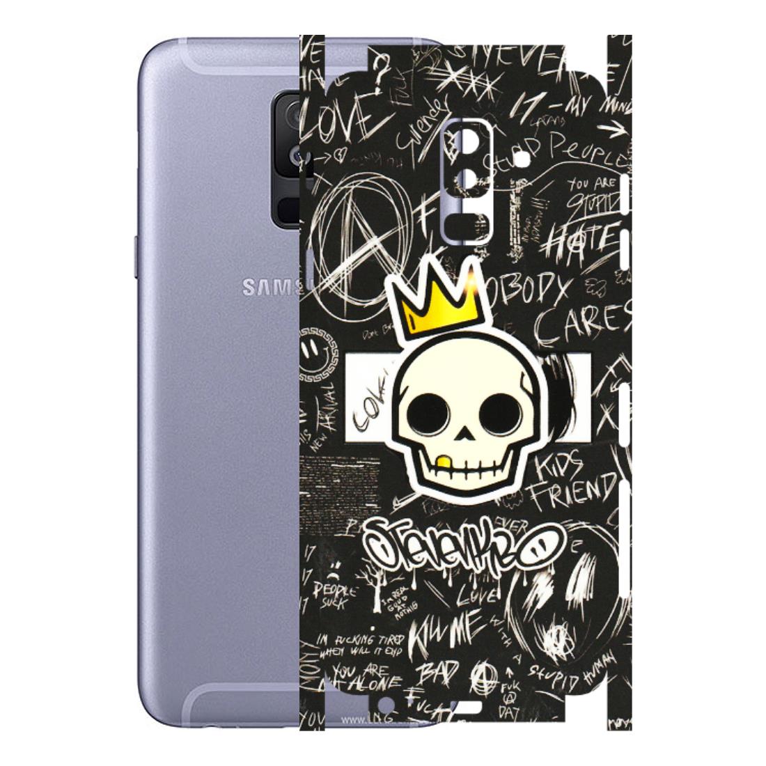 Samsung A/S Series Phone Skins (All Models) - Funny Skull Black Chalk Grafitti - 3D Embossed Finish (L-22) Samsung Galaxy A6 Plus 2018