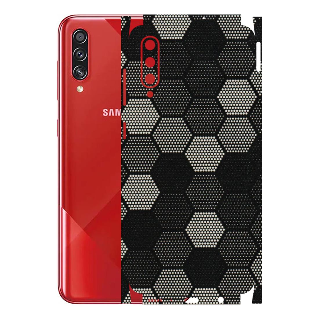 Samsung A/S Series Phone Skins (All Models) - Black & White Dotted Honeycomb Texture - 3D Embossed Finish (L-202) Samsung Galaxy A70s