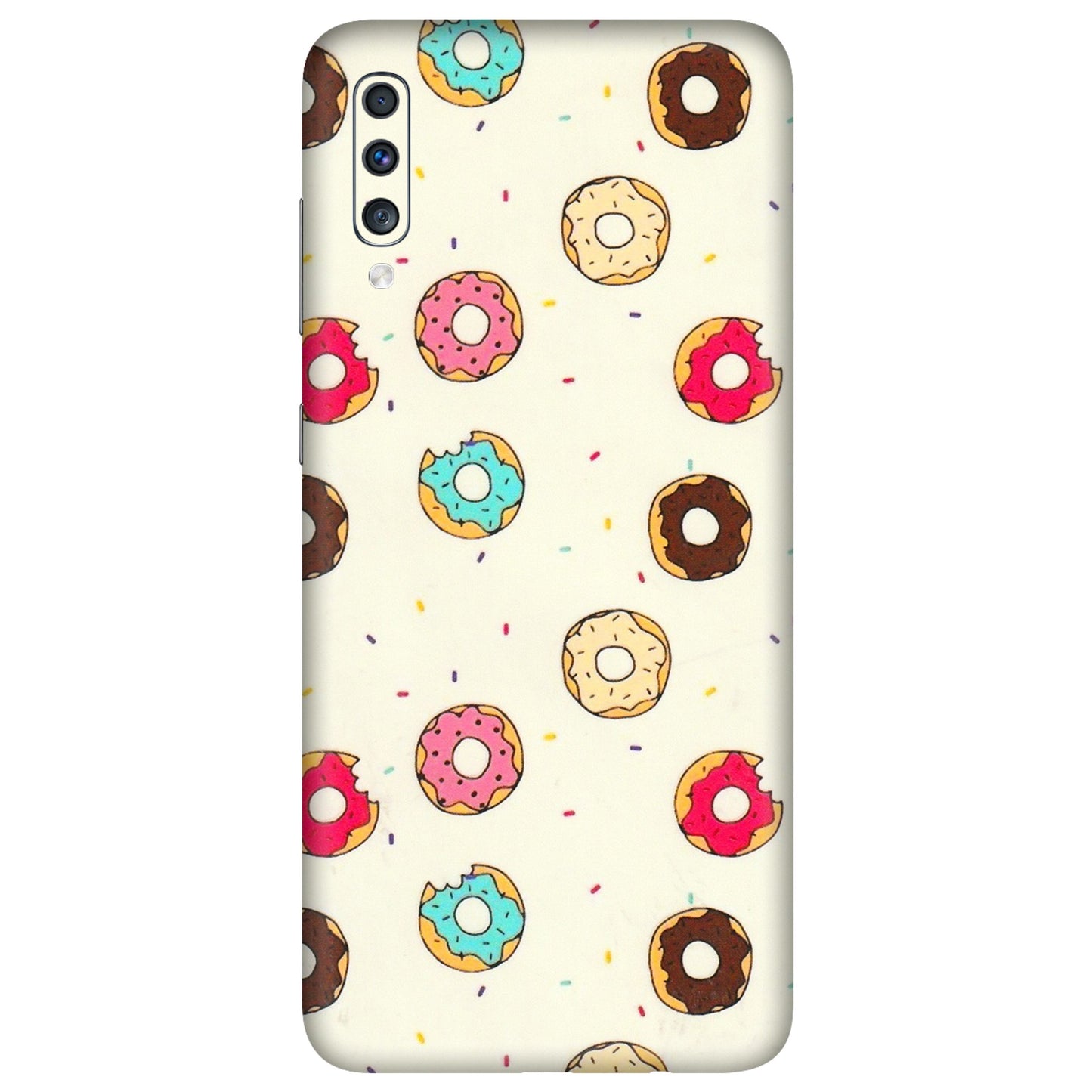 Samsung A/S Series Phone Skins (All Models) - Mini Donuts Doodle Art - 3D Embossed Finish (L-122) Samsung Galaxy A70