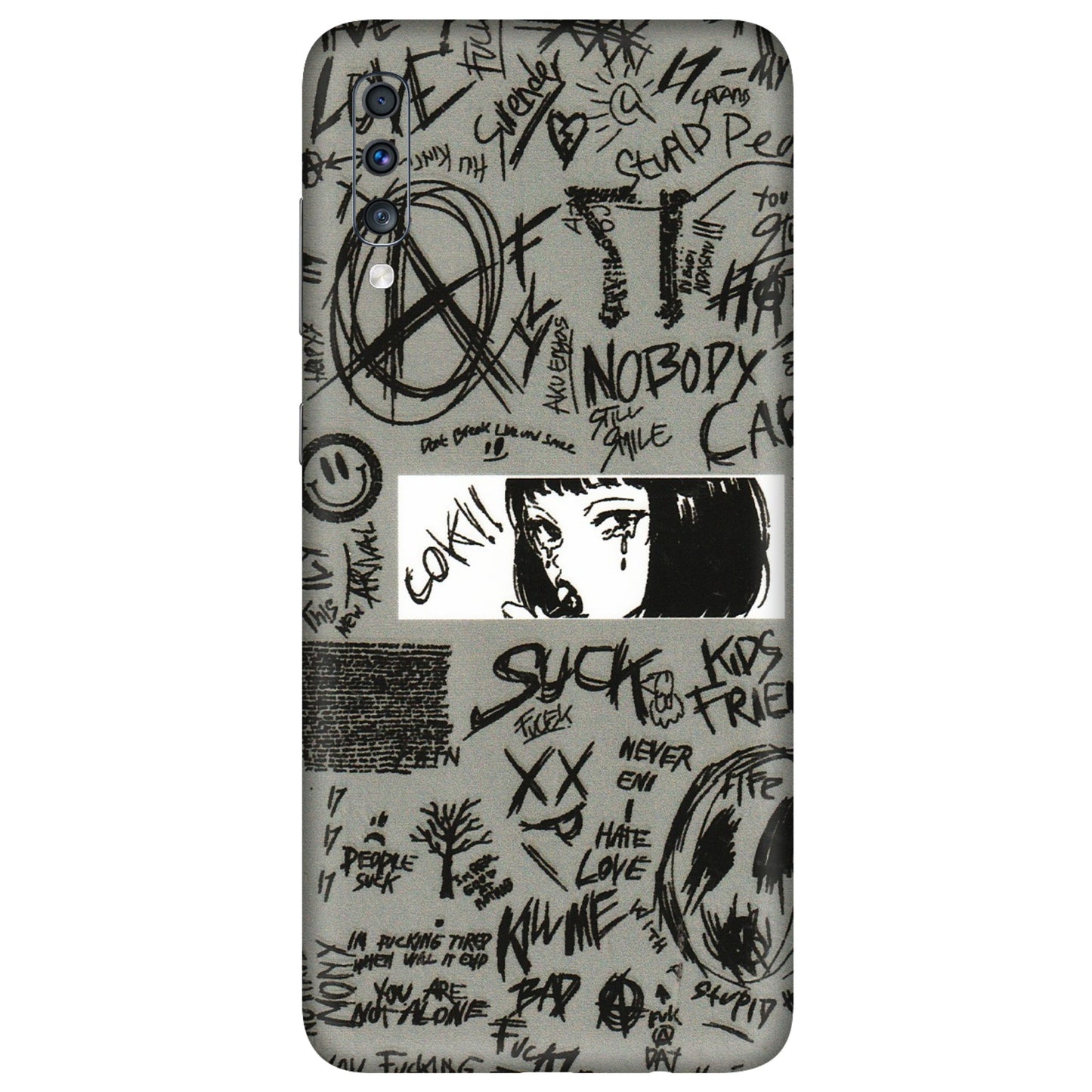 Samsung A/S Series Phone Skins (All Models) - Never Have Love Anime - 3D Embossed Finish (L-260) Samsung Galaxy A70
