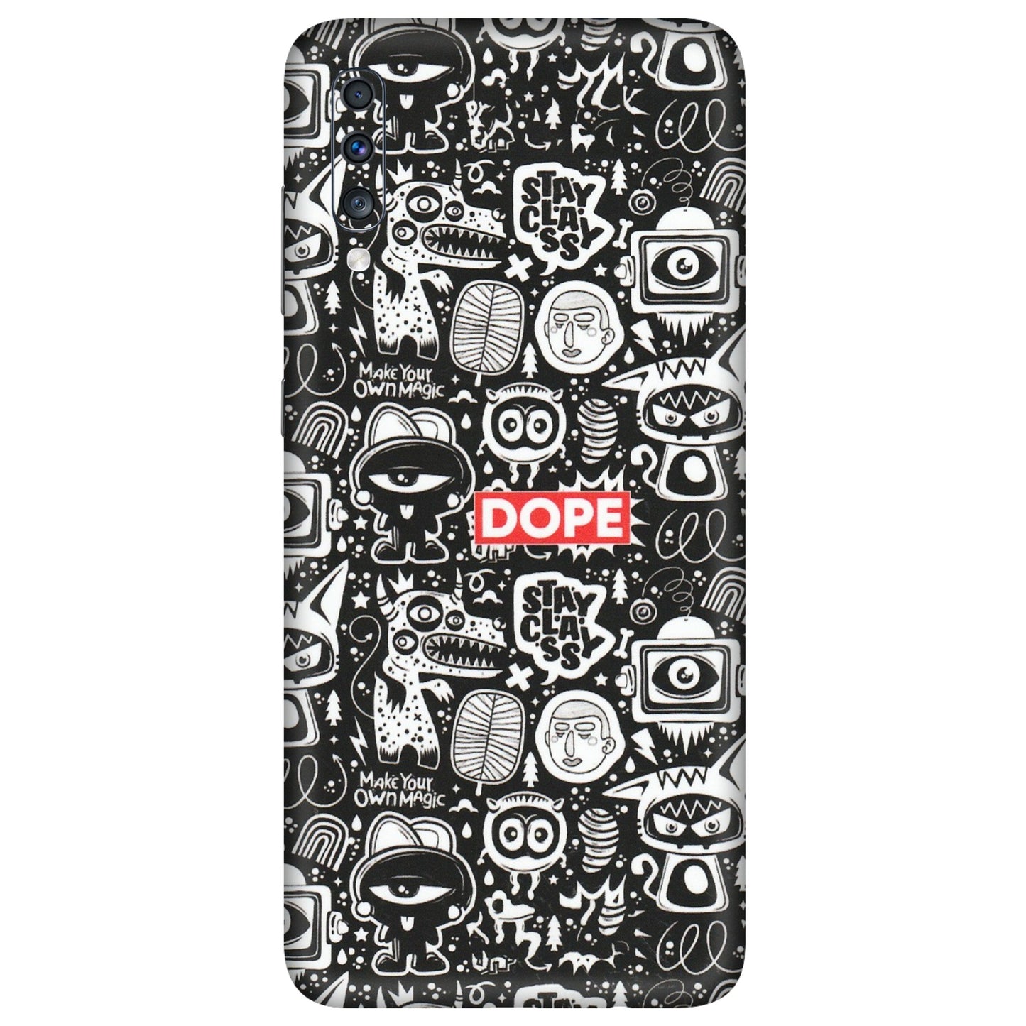 Samsung A/S Series Phone Skins (All Models) - Dope Stay Classy Black Doodles - Matte Finish (M-126) Samsung Galaxy A70