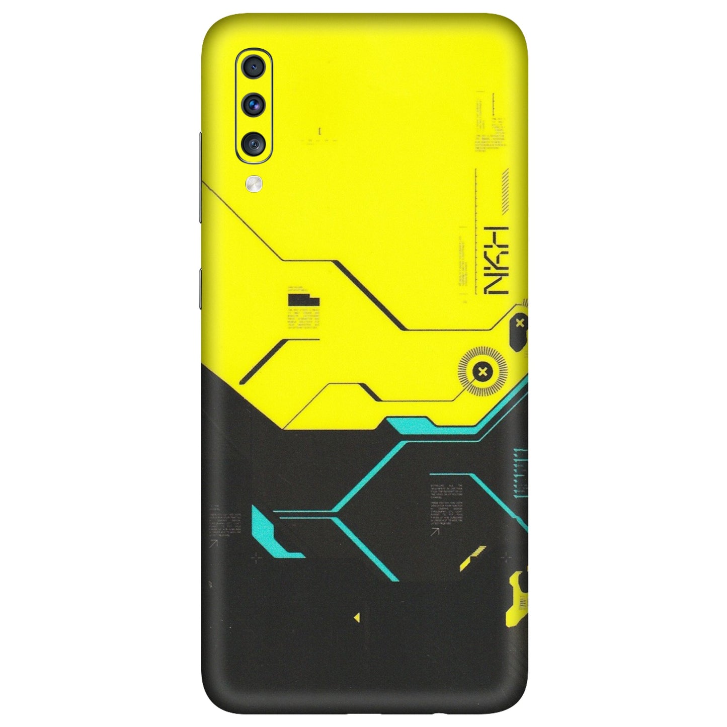 Samsung A/S Series Phone Skins (All Models) - Black Yellow Technica - Matte Finish (M-53) Samsung Galaxy A70