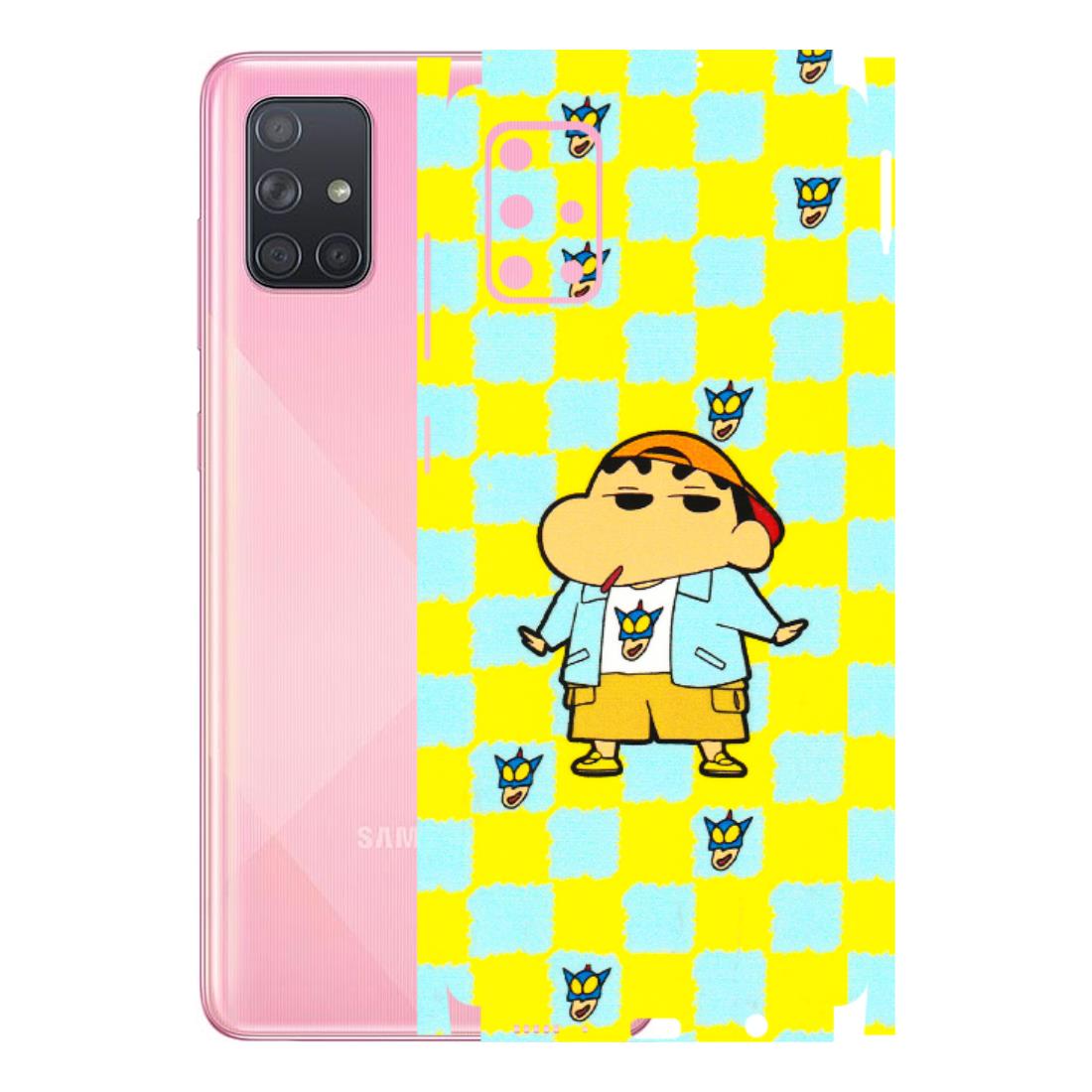 Samsung A/S Series Phone Skins (All Models) - Yellow Blue Shinchan Cute - 3D Embossed Finish (L-221) Samsung Galaxy A71
