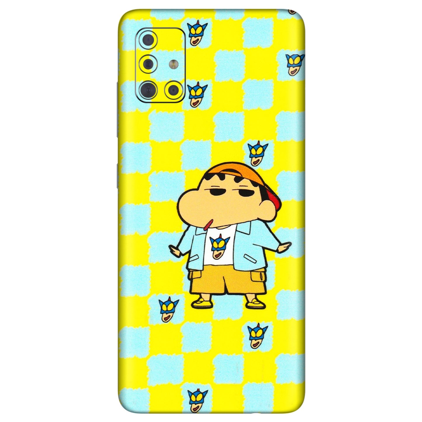 Samsung A/S Series Phone Skins (All Models) - Yellow Blue Shinchan Cute - 3D Embossed Finish (L-221) Samsung Galaxy A71