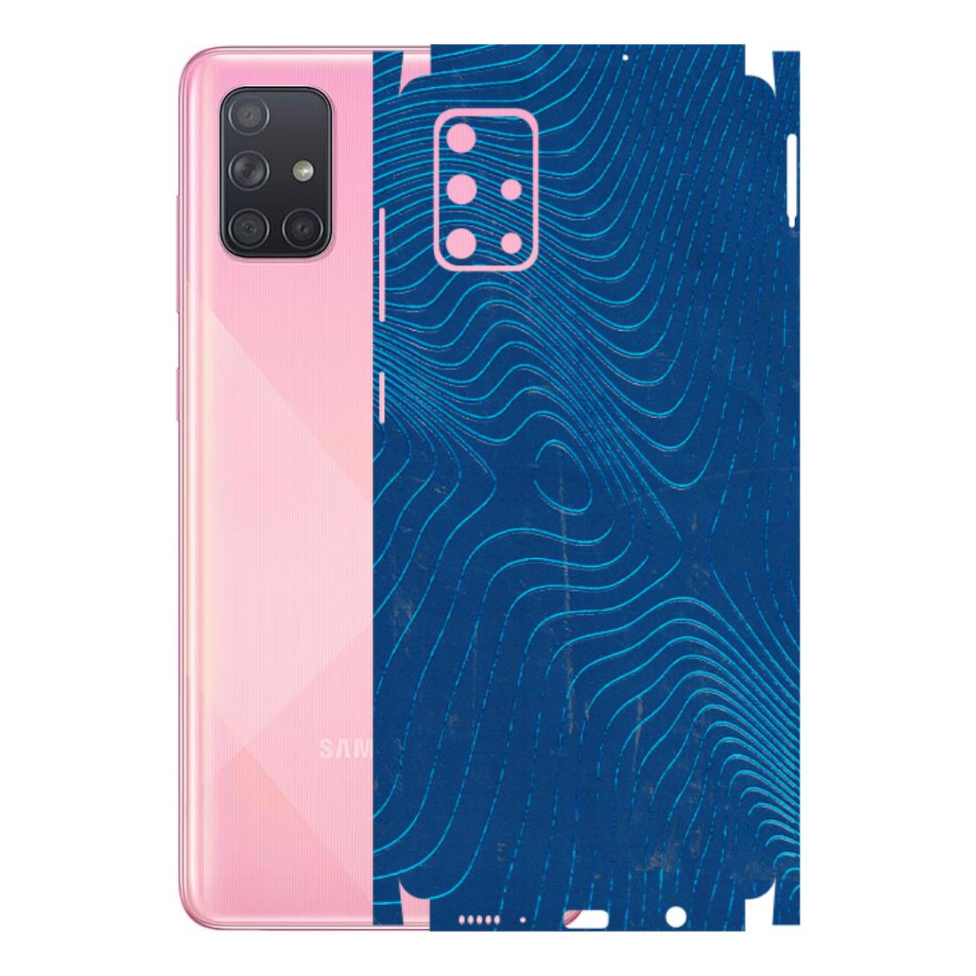 Samsung A/S Series Phone Skins (All Models) - Abstract Blue Line Map - 3D Embossed Finish (L-272) Samsung Galaxy A71