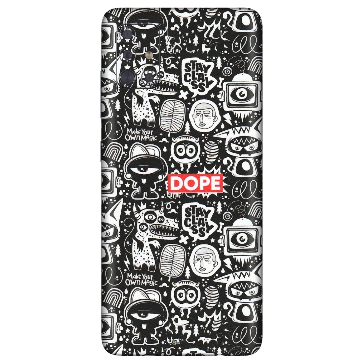 Samsung A/S Series Phone Skins (All Models) - Dope Stay Classy Black Doodles - Matte Finish (M-126) Samsung Galaxy A71