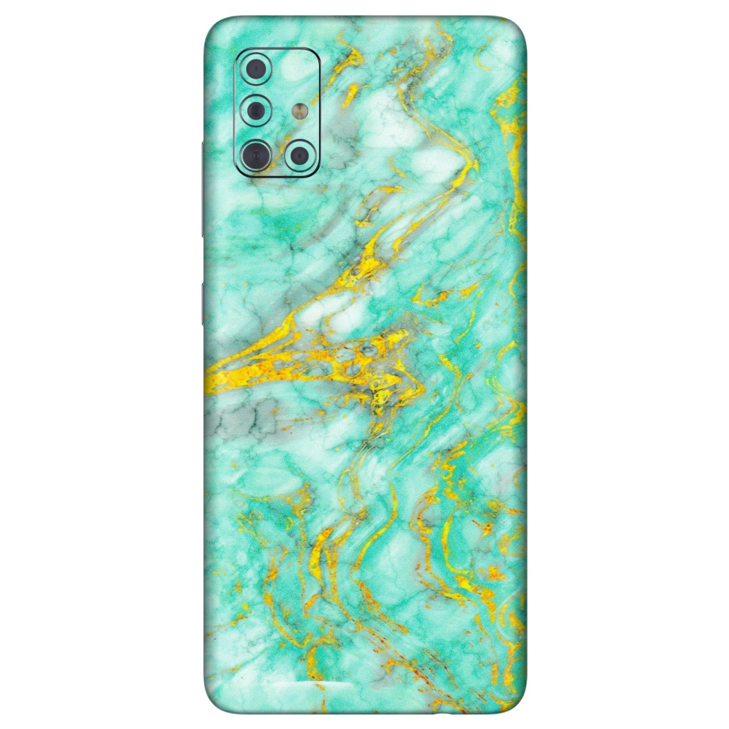 Samsung A/S Series Phone Skins (All Models) - Green And Gold Marble Feel - Matte Finish (M-16) Samsung Galaxy A71