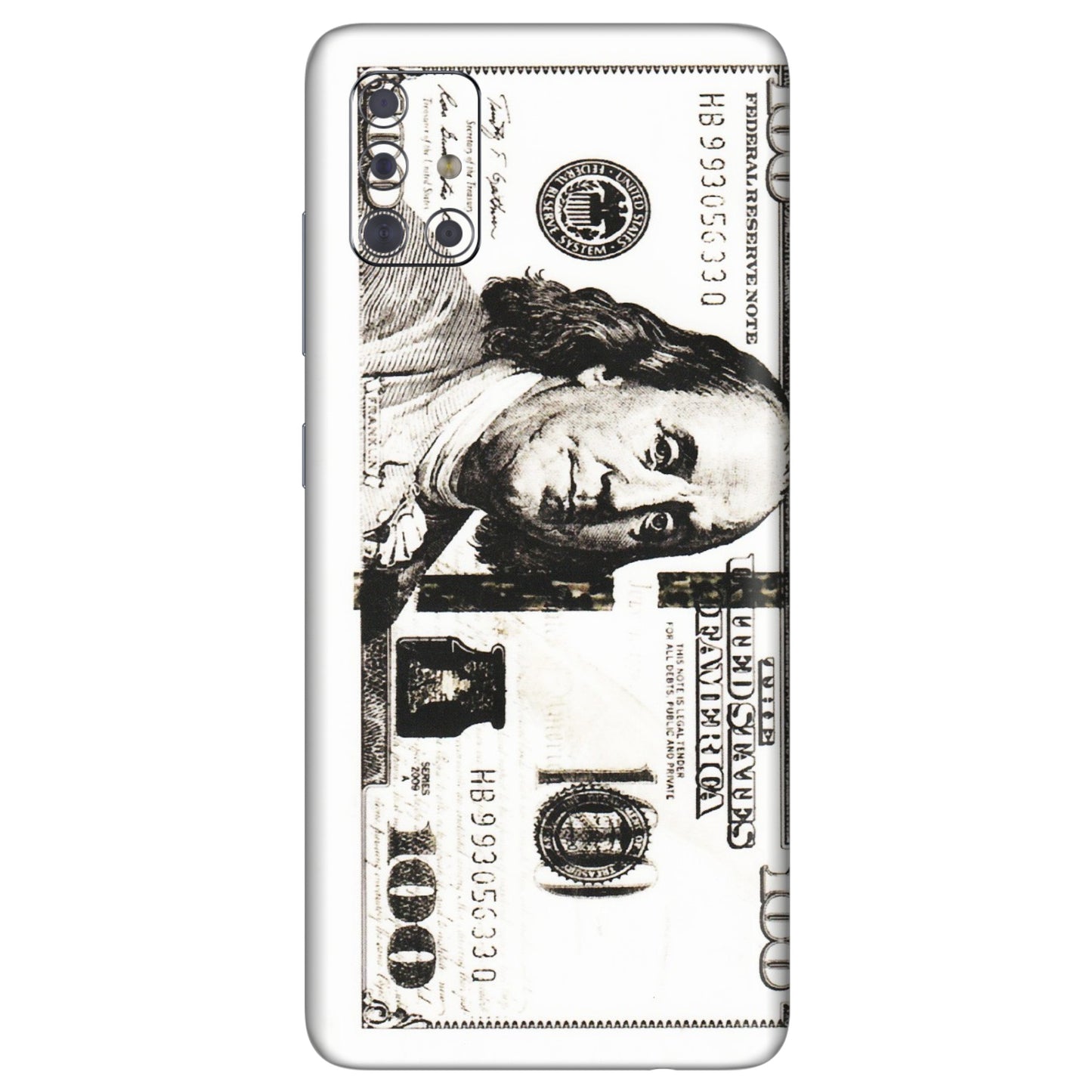 Samsung A/S Series Phone Skins (All Models) - 100 Dollar Currency - Transparent Finish (T-01) Samsung Galaxy A71