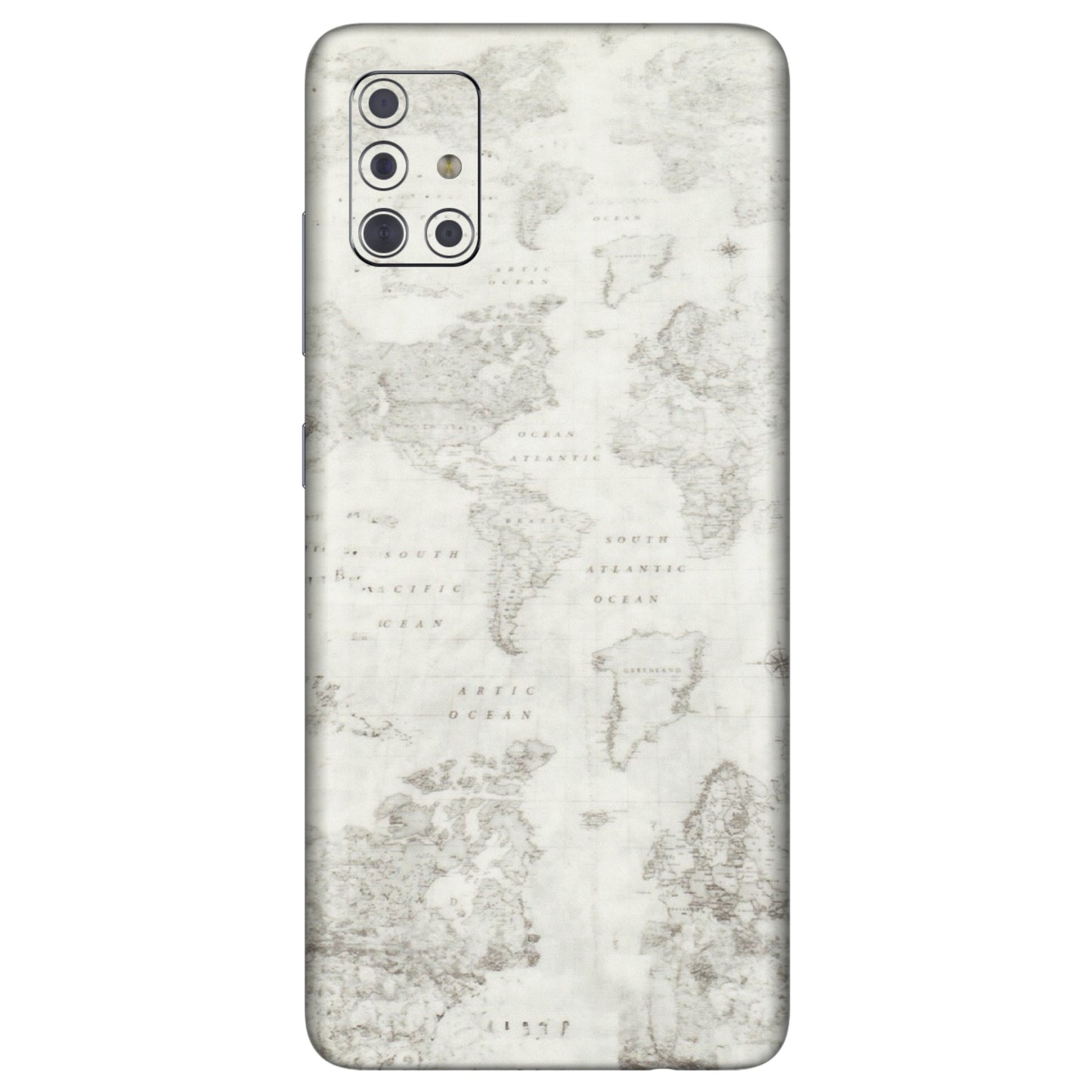 Samsung A/S Series Phone Skins (All Models) - World Travel Map - Transparent Finish (T-04) Samsung Galaxy A71