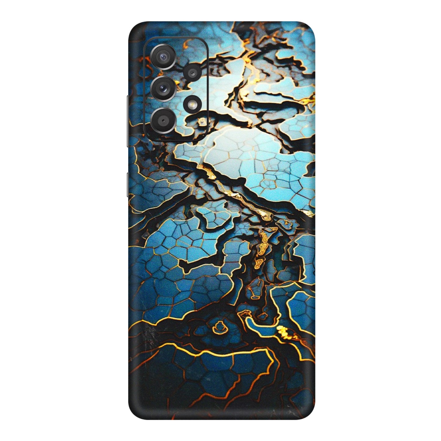 Samsung A/S Series Phone Skins (All Models) - Blue Gold Abstract - 3D Embossed Finish (L-11) Samsung Galaxy A72
