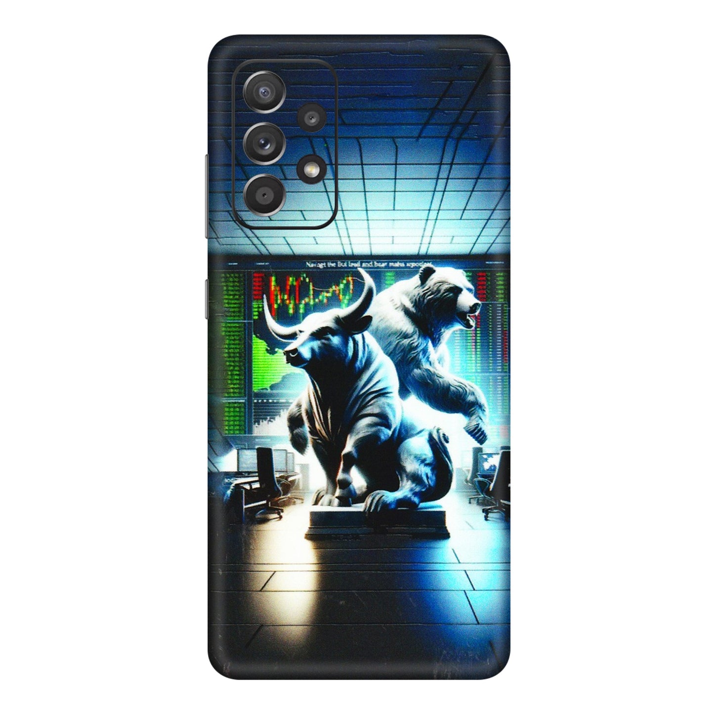 Samsung A/S Series Phone Skins (All Models) - Stock Market Sensex Bear vs Bulls - 3D Embossed Finish (L-15) Samsung Galaxy A72