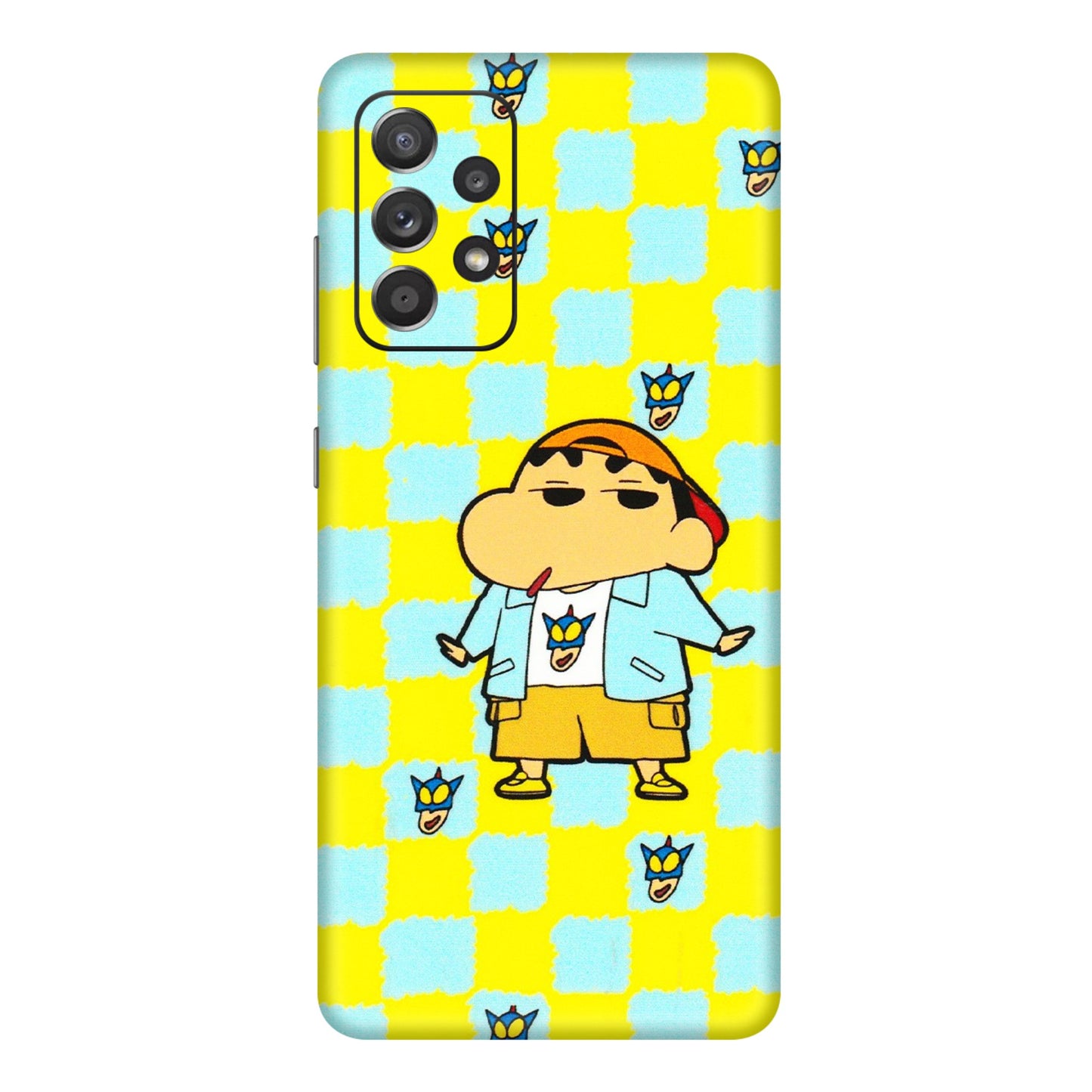 Samsung A/S Series Phone Skins (All Models) - Yellow Blue Shinchan Cute - 3D Embossed Finish (L-221) Samsung Galaxy A72