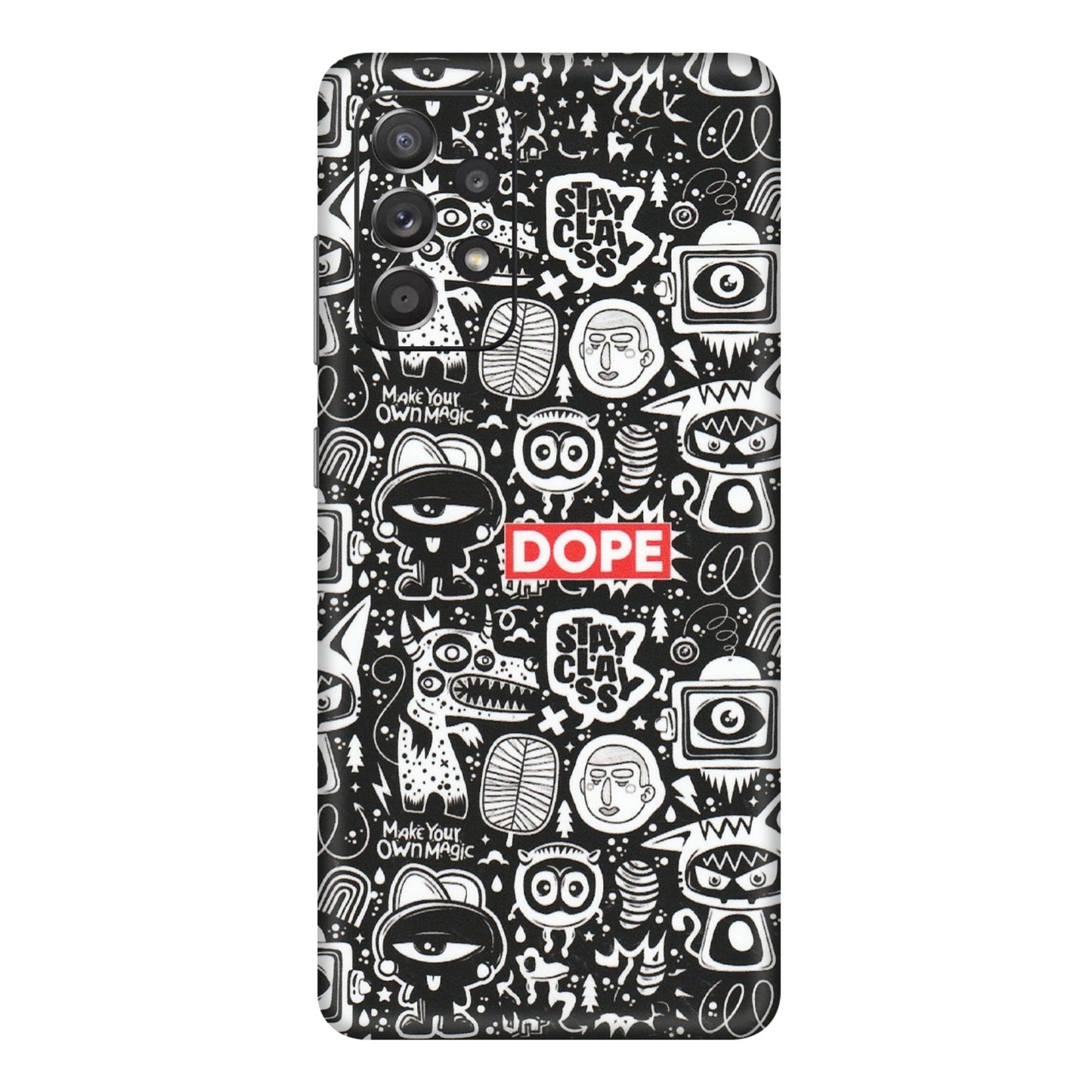 Samsung A/S Series Phone Skins (All Models) - Dope Stay Classy Black Doodles - Matte Finish (M-126) Samsung Galaxy A72