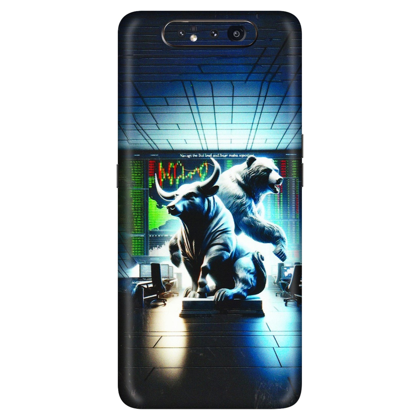 Samsung A/S Series Phone Skins (All Models) - Stock Market Sensex Bear vs Bulls - 3D Embossed Finish (L-15) Samsung Galaxy A80