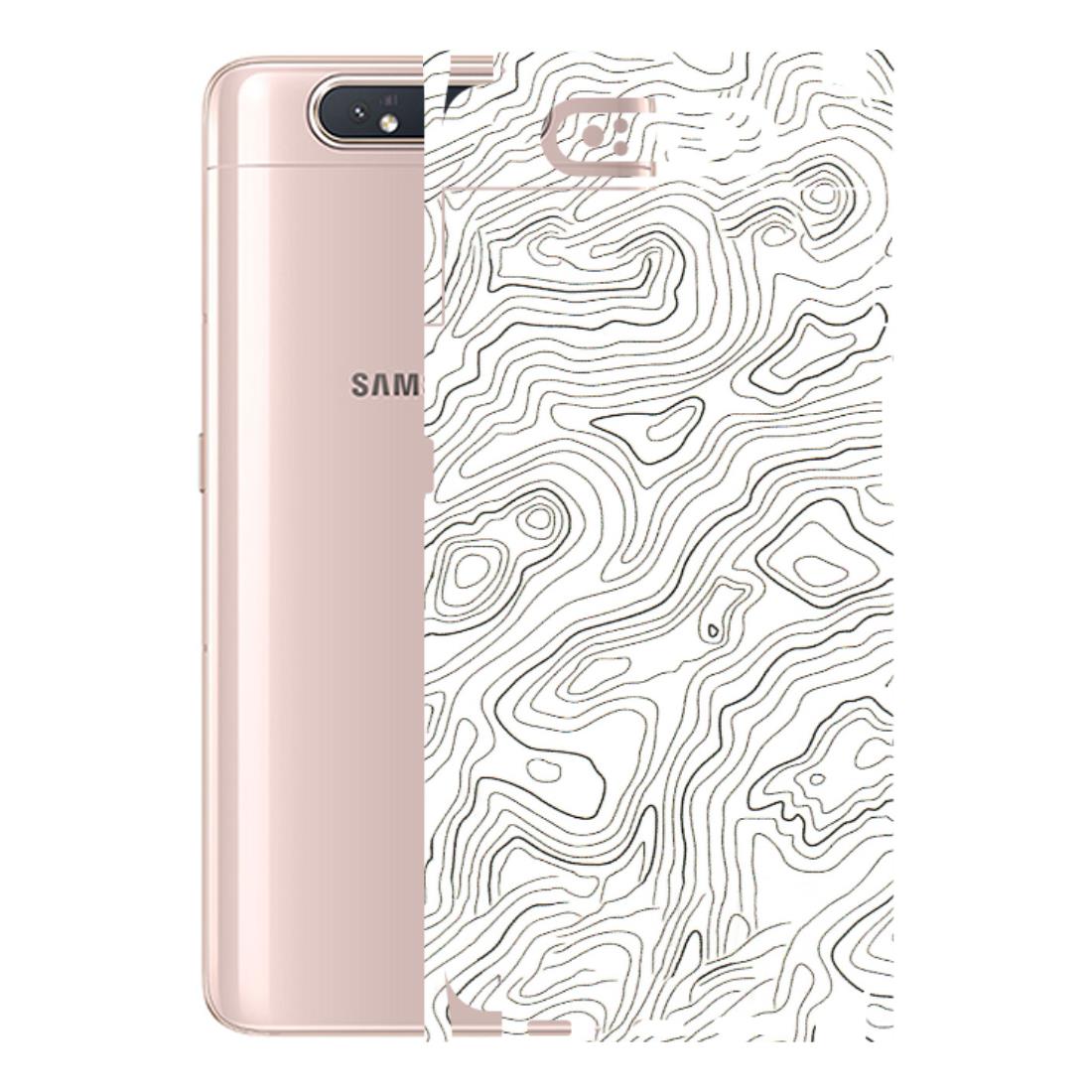 Samsung A/S Series Phone Skins (All Models) - White Black Swirls - 3D Embossed Finish (L-219) Samsung Galaxy A80