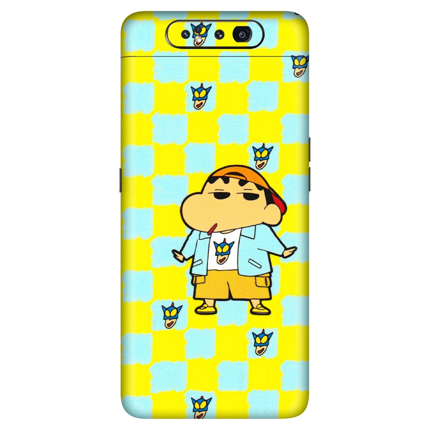 Samsung A/S Series Phone Skins (All Models) - Yellow Blue Shinchan Cute - 3D Embossed Finish (L-221) Samsung Galaxy A80