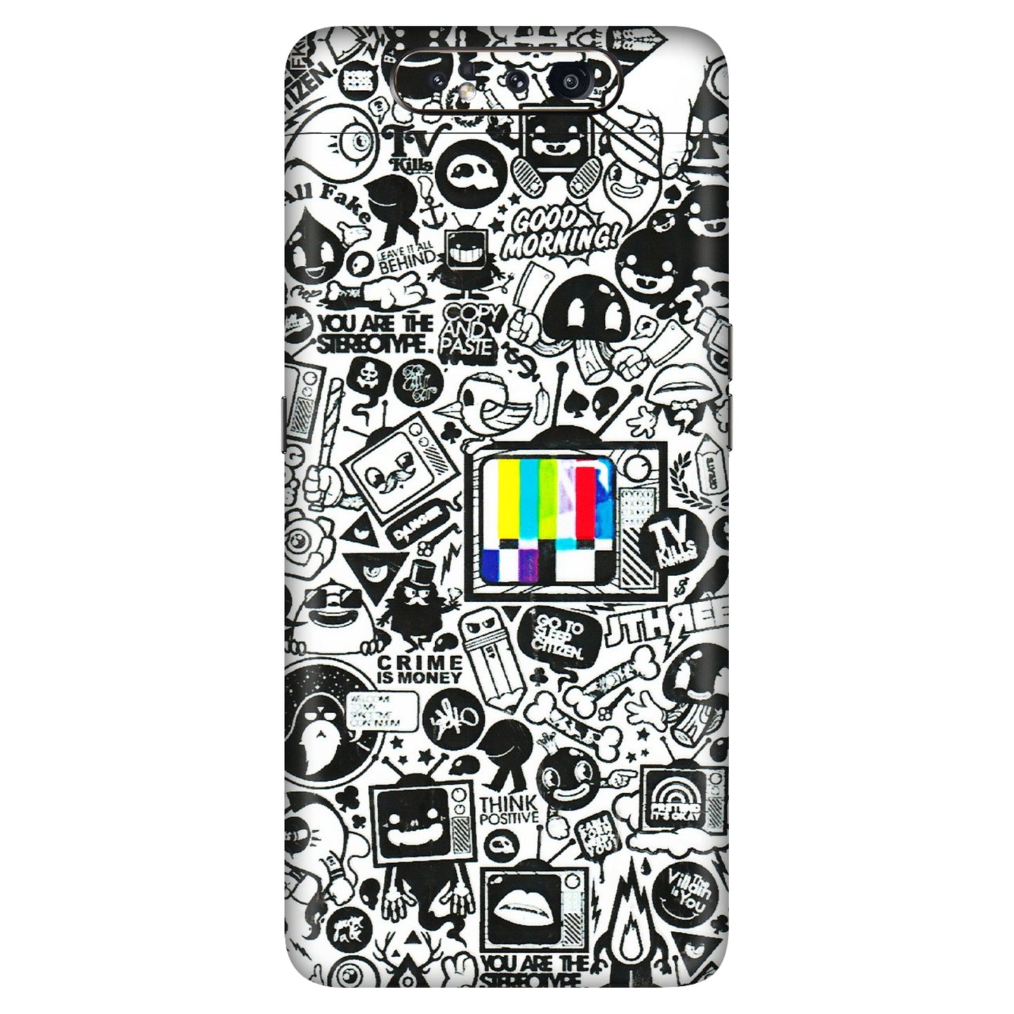 Samsung A/S Series Phone Skins (All Models) - Doodles Positive Art - 3D Embossed Finish (L-263) Samsung Galaxy A80