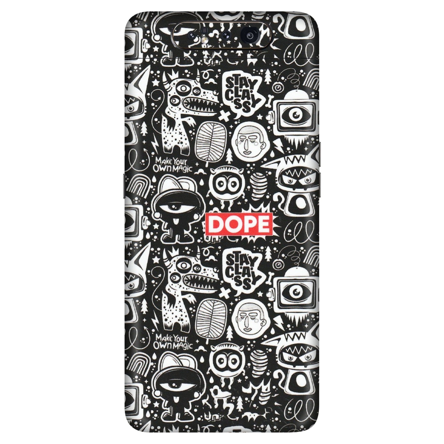 Samsung A/S Series Phone Skins (All Models) - Dope Stay Classy Black Doodles - Matte Finish (M-126) Samsung Galaxy A80