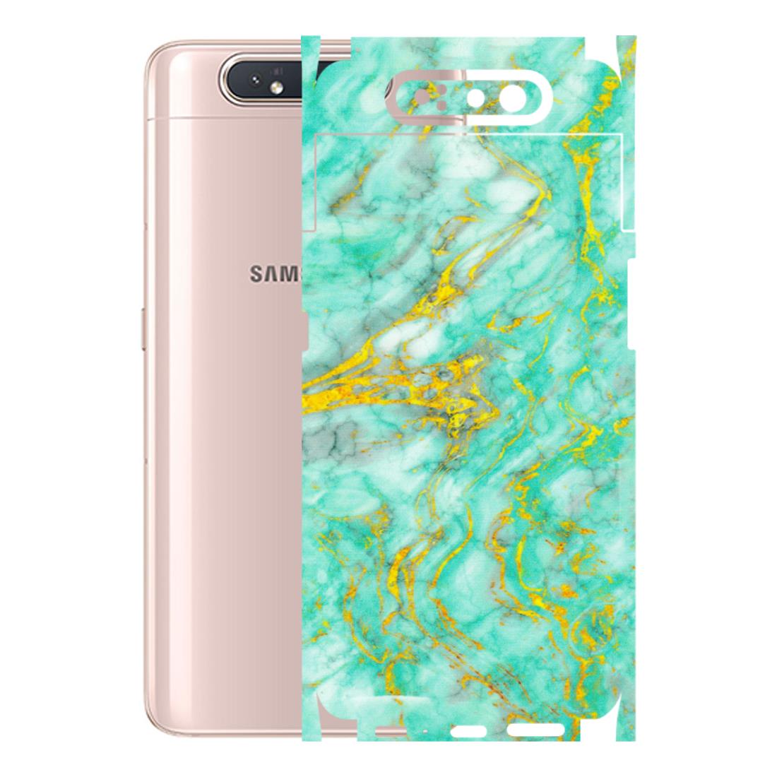 Samsung A/S Series Phone Skins (All Models) - Green And Gold Marble Feel - Matte Finish (M-16) Samsung Galaxy A80