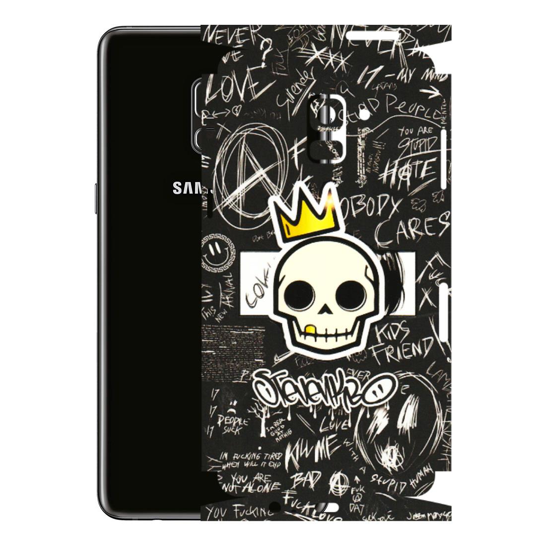 Samsung A/S Series Phone Skins (All Models) - Funny Skull Black Chalk Grafitti - 3D Embossed Finish (L-22) Samsung Galaxy A8 Plus