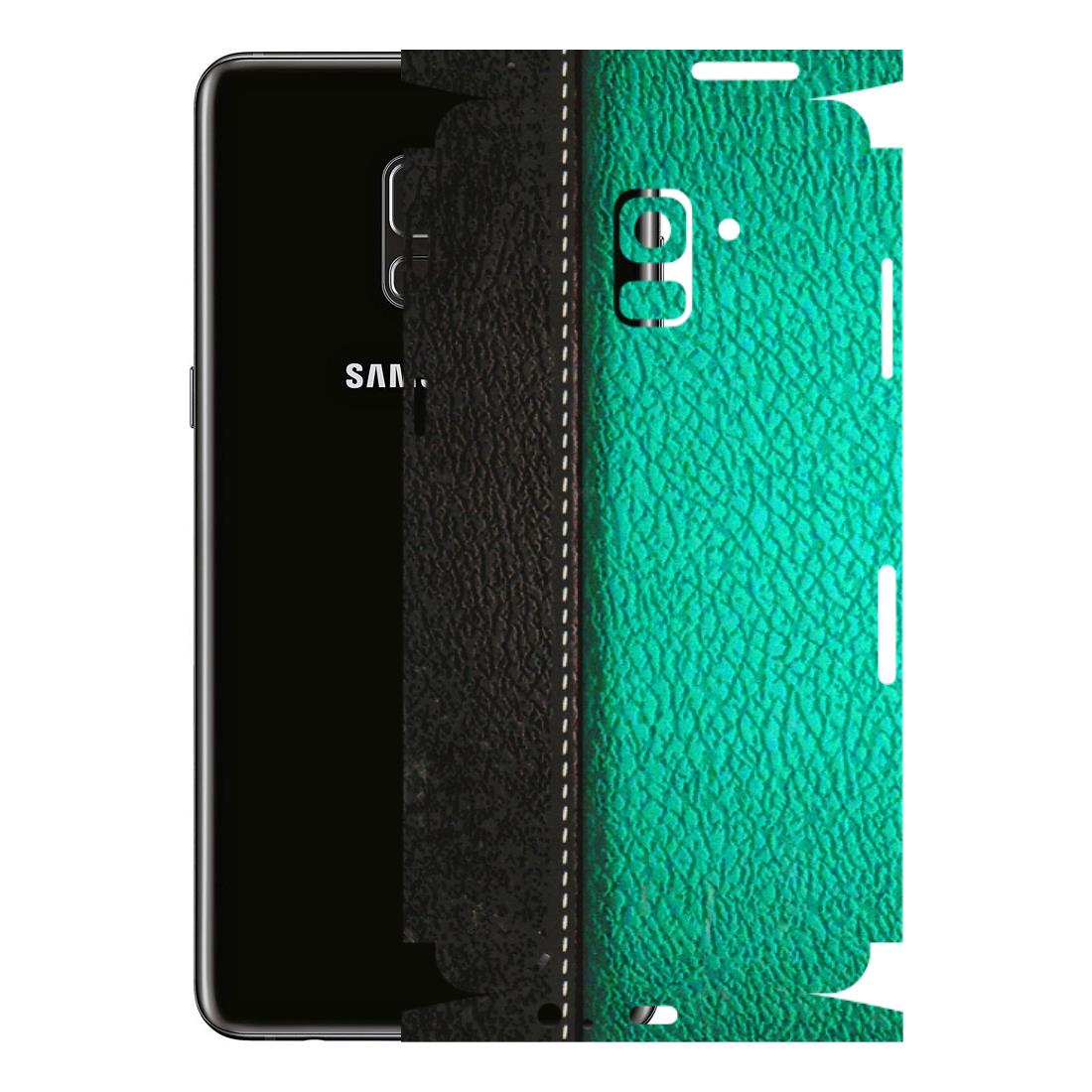 Samsung A/S Series Phone Skins (All Models) - Black Green Dual Leather Stich - 3D Embossed Finish (L-233) Samsung Galaxy A8 Plus