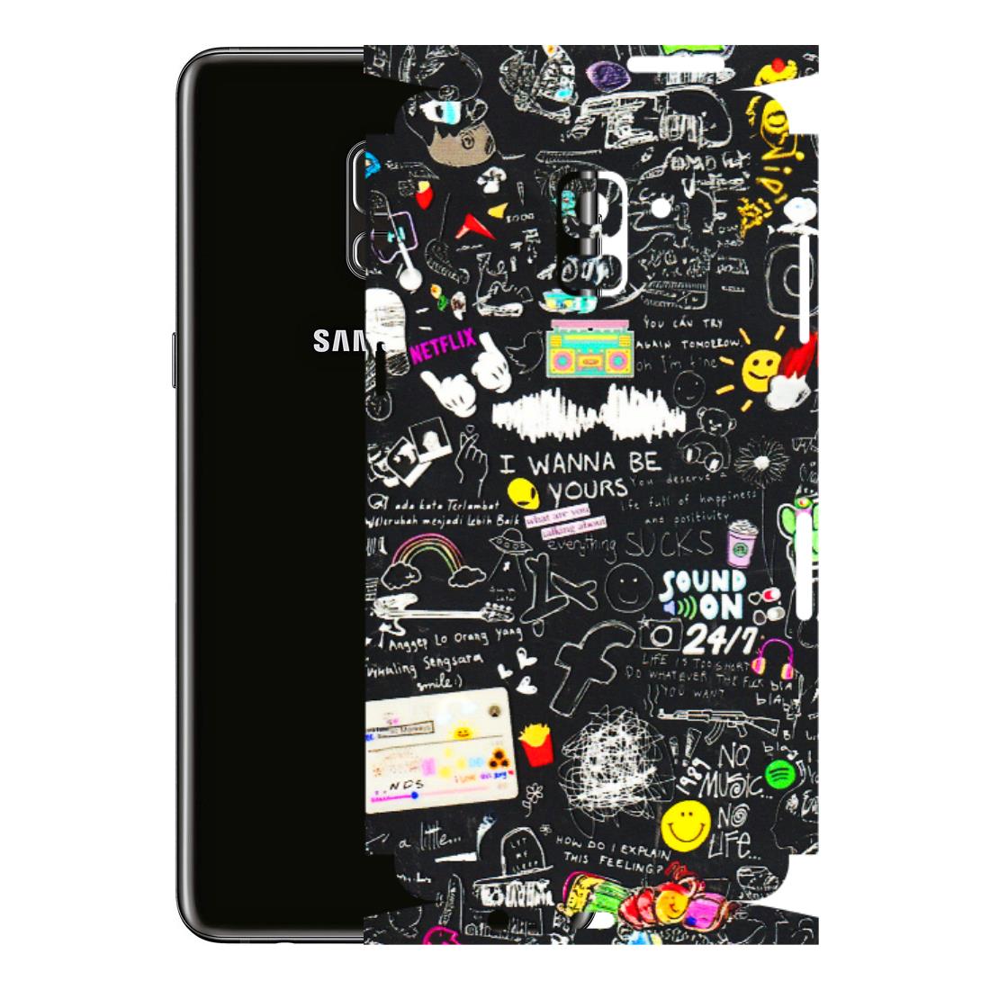 Samsung A/S Series Phone Skins (All Models) - Black Creatives Doodles - 3D Embossed Finish (L-311) Samsung Galaxy A8 Plus