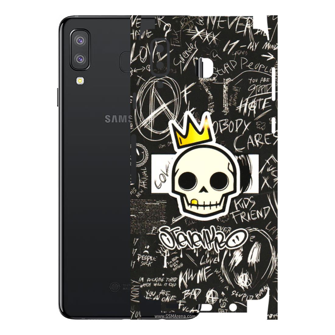 Samsung A/S Series Phone Skins (All Models) - Funny Skull Black Chalk Grafitti - 3D Embossed Finish (L-22) Samsung Galaxy A8 Star