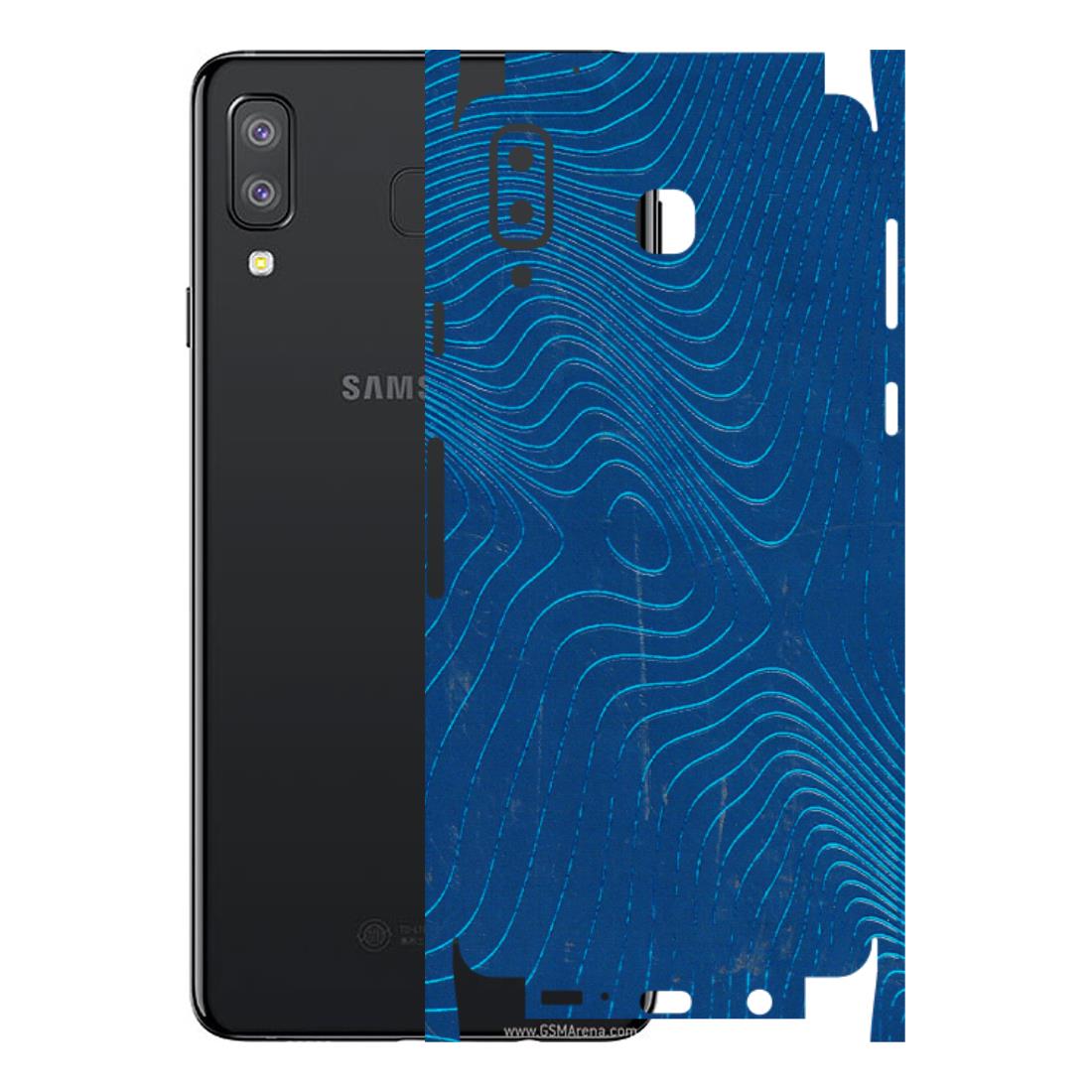 Samsung A/S Series Phone Skins (All Models) - Abstract Blue Line Map - 3D Embossed Finish (L-272) Samsung Galaxy A8 Star