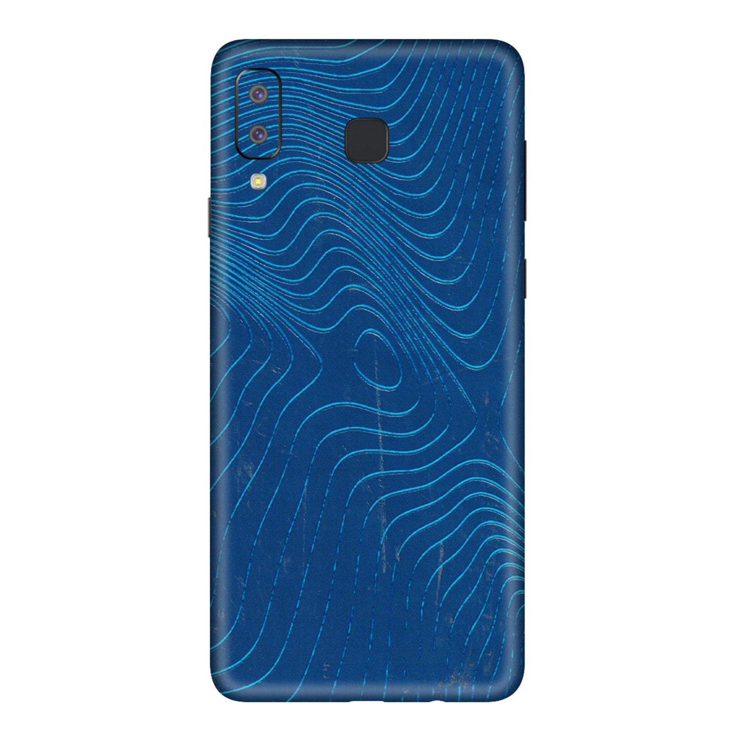 Samsung A/S Series Phone Skins (All Models) - Abstract Blue Line Map - 3D Embossed Finish (L-272) Samsung Galaxy A8 Star